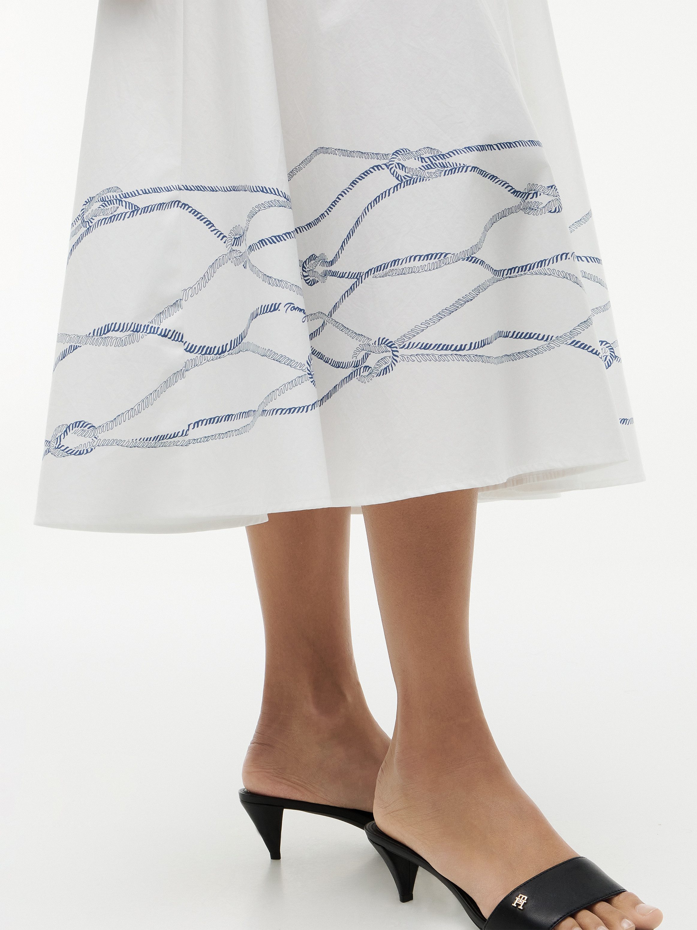 Tommy Hilfiger Blusenkleid POPLIN FLRE SS MIDI SHRT DRS Baumwolle – Bild 4 von 4