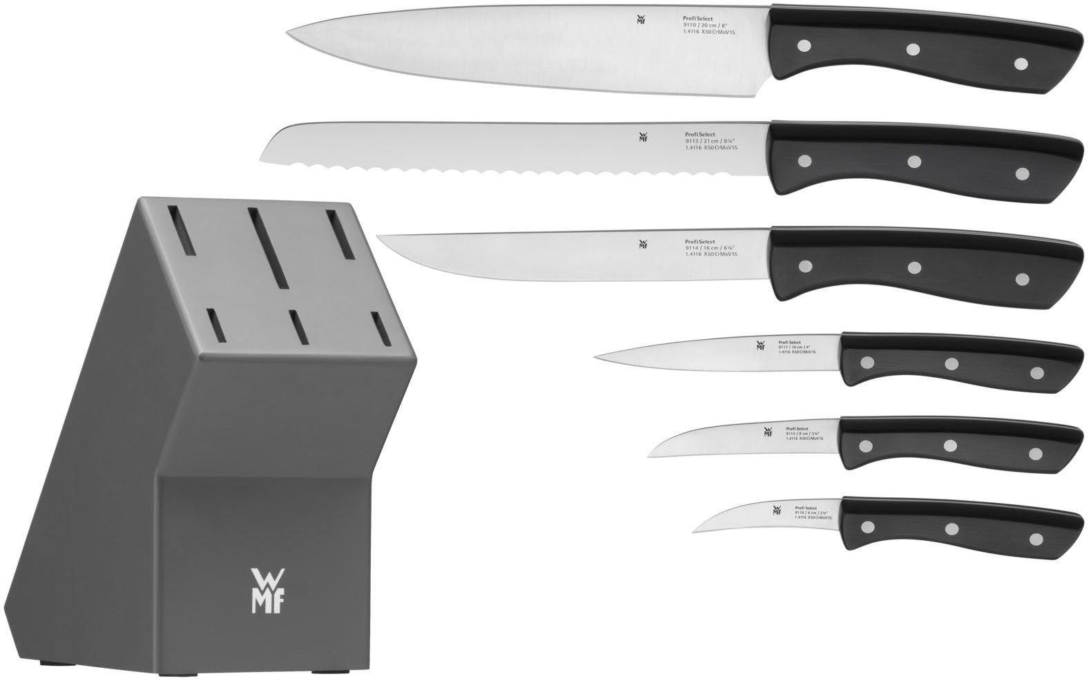 WMF Messerblock Profi (7tlg), inkl. 6 Messer aus Spezialklingenstahl