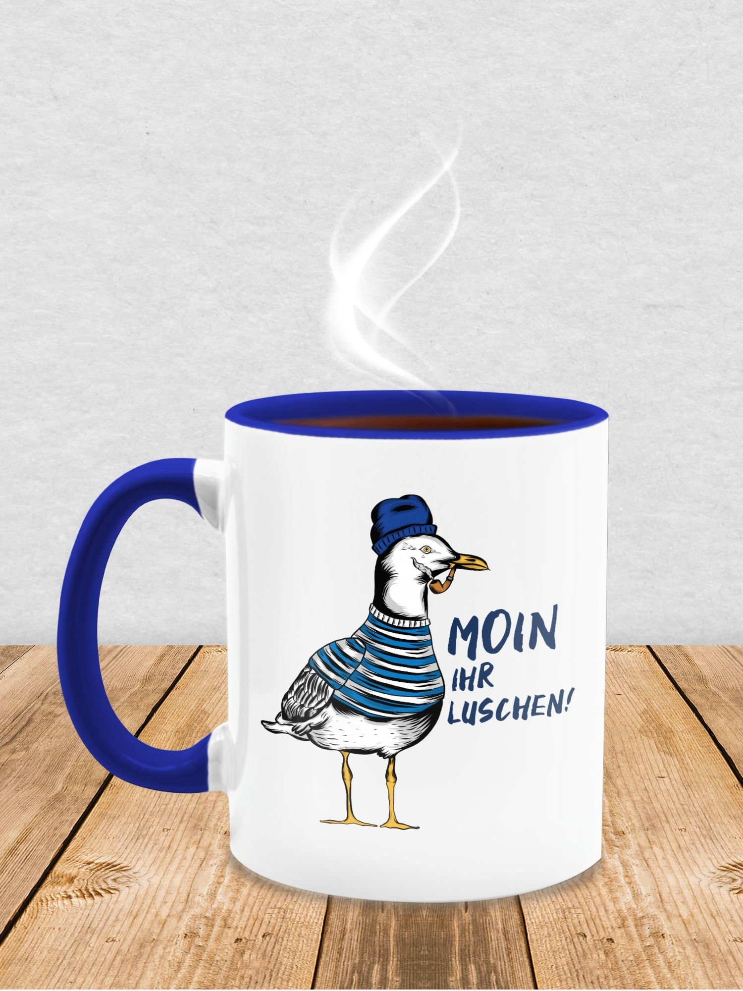 Shirtracer Tasse Moin ihr Luschen Coole Möwe Schwarz, Keramik