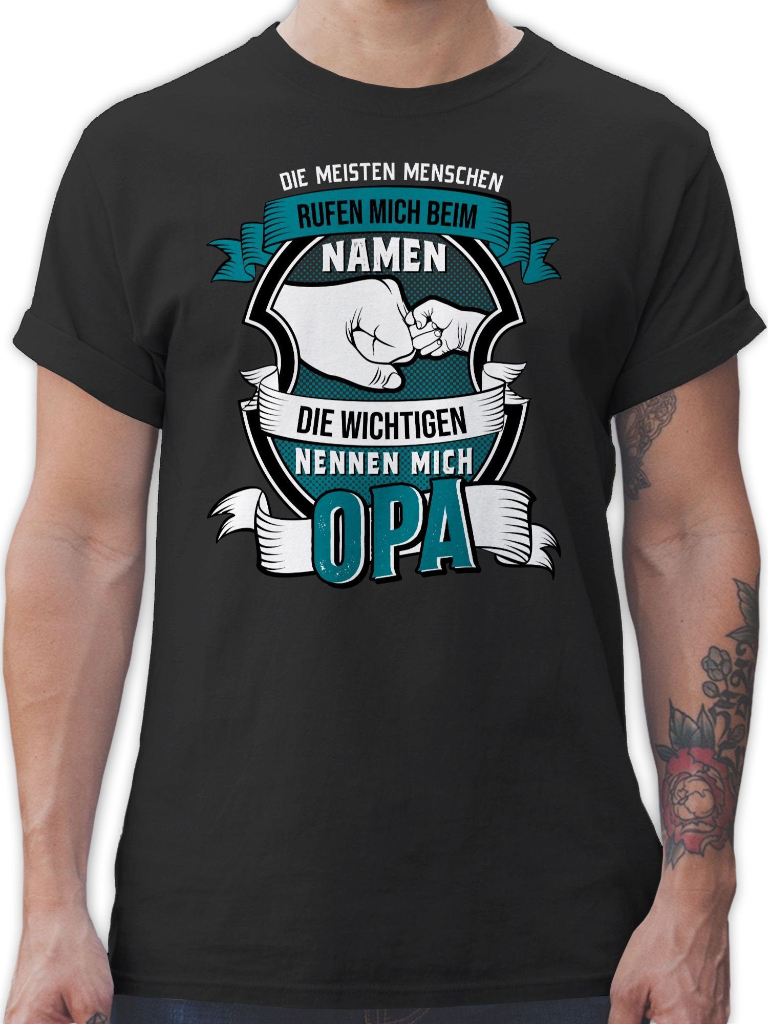 Shirtracer T-Shirt Die meisten Menschen nennen mich beim Namen Opa Opa Geschenke 1 Schwarz