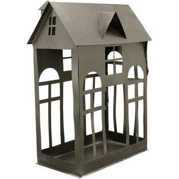 matches21 HOME & HOBBY Kerzenhalter Windlichter Häuschen Haus Fenster mit Fenstern schwarz 41 cm