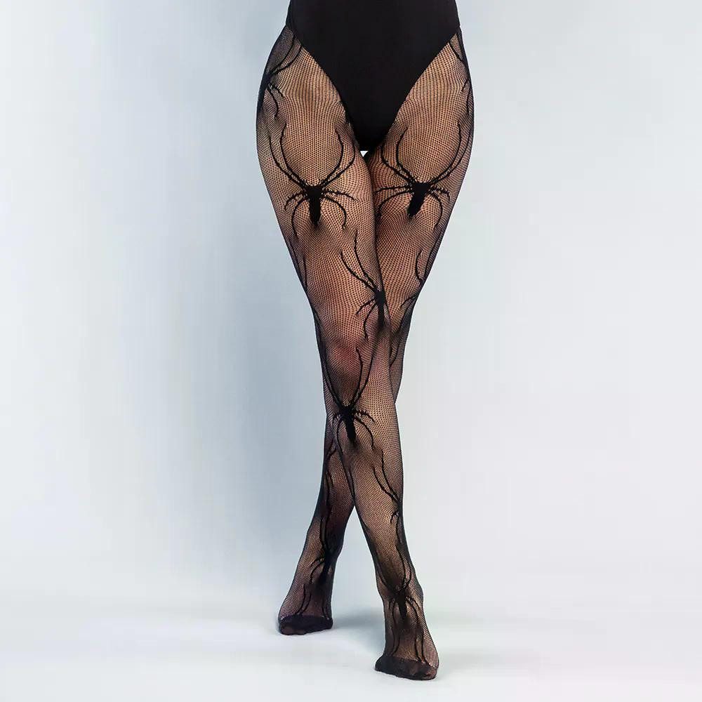 Boland Hexen-Kostüm Strumpfhose Spider Widow schwarz Netzstrumpfhose 40 DEN Spinnenmotiv, Ideal für Hexen-, Vampir- oder Gothic-Kostüme