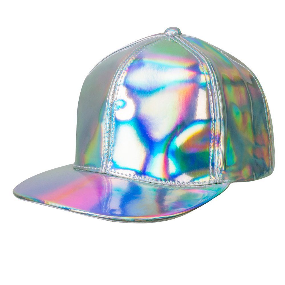 Boland Kostüm Baseball Cap Holo Silber, Schirmmütze mit holografisch schimmernder Oberfläche