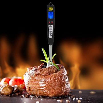 Lichtjäger Kochthermometer Digitales Fleischthermometer, Grillthermometer, Kochgabel, Elektronisches BBQ-Lebensmittelthermometer, für Küche,Grillen Im Freien, Sofort ablesbares Lebensmittelthermometer mit LED-Anzeige, zwei Sonden