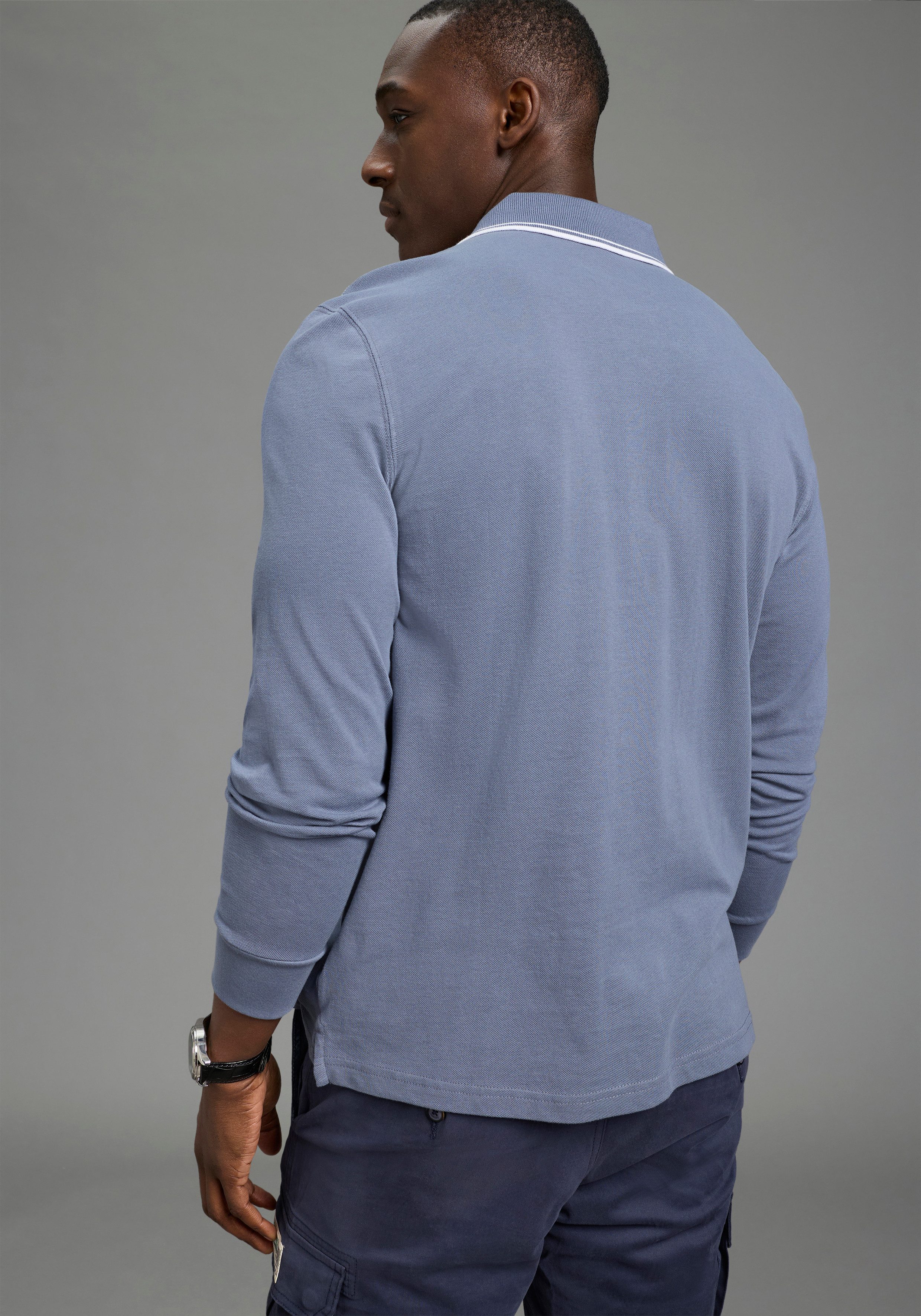 DELMAO Langarm-Poloshirt Neue Kollektion! schmale Passform, Langarm, unifar günstig online kaufen