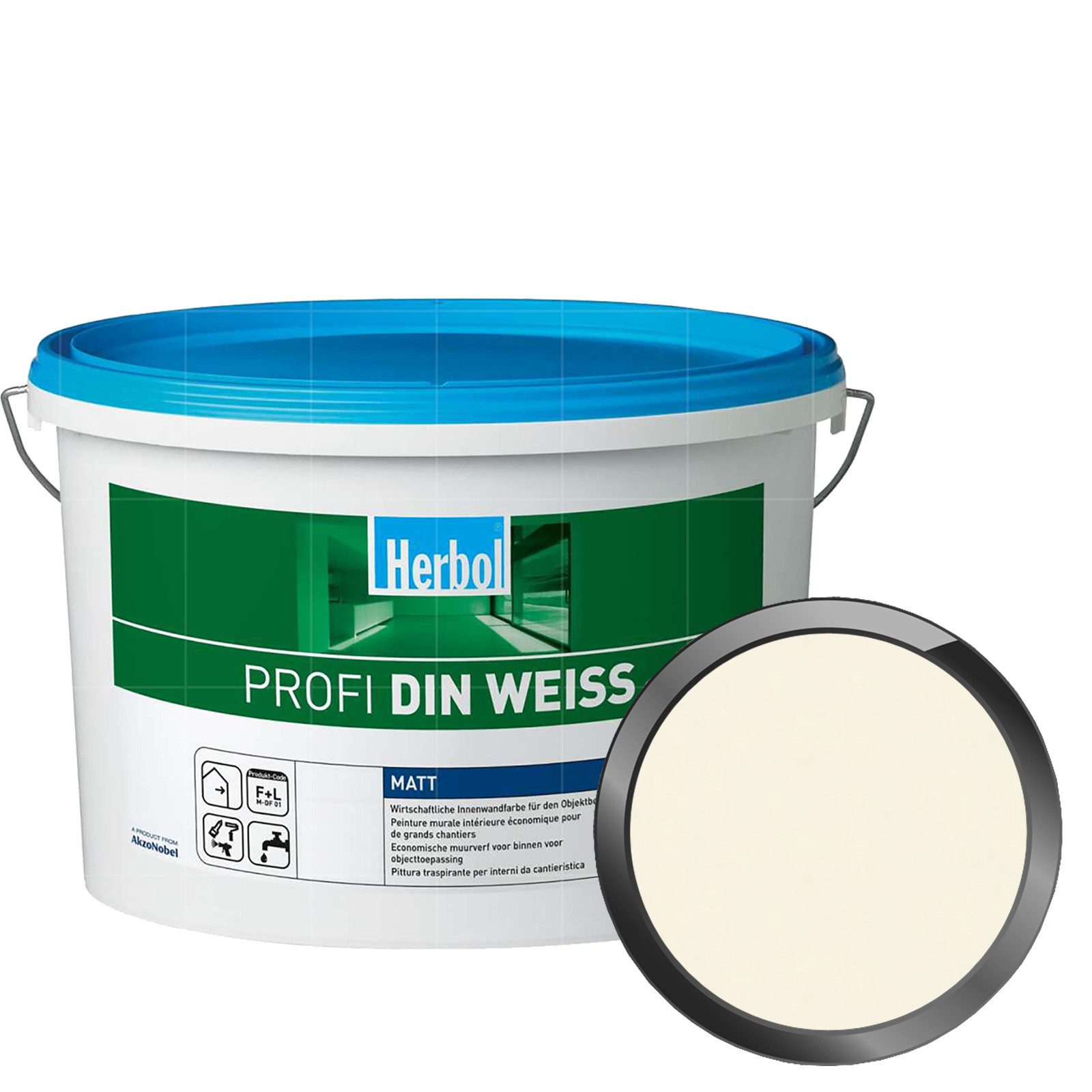 Herbol Wand- und Deckenfarbe Profi DIN Weiss - 12.5 Ltr