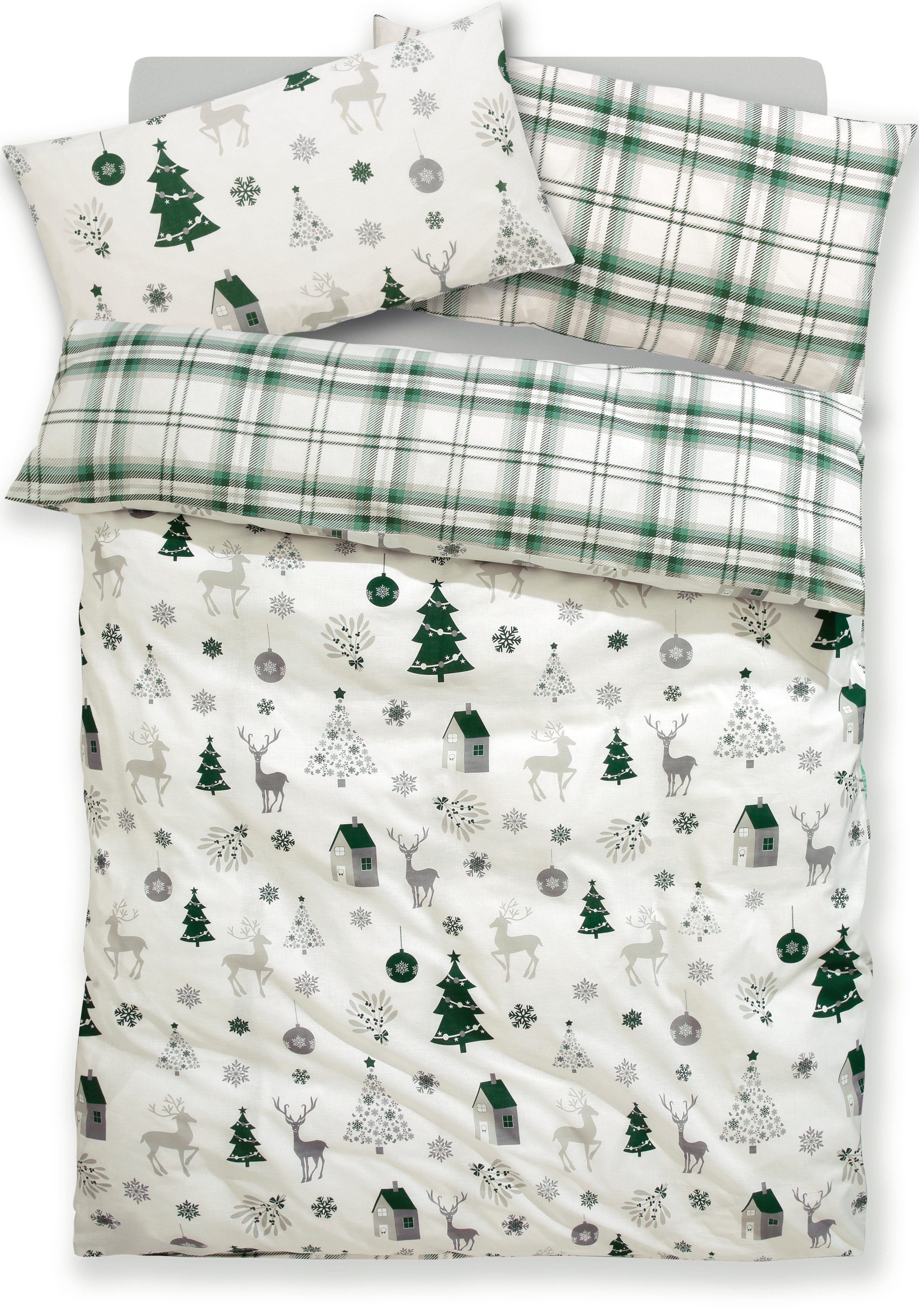 OTTO home Bettwäsche Mikkel, Linon, 2 teilig, Bettwäsche ab Gr. 135x200 cm,100% Baumwolle, Weihnachten