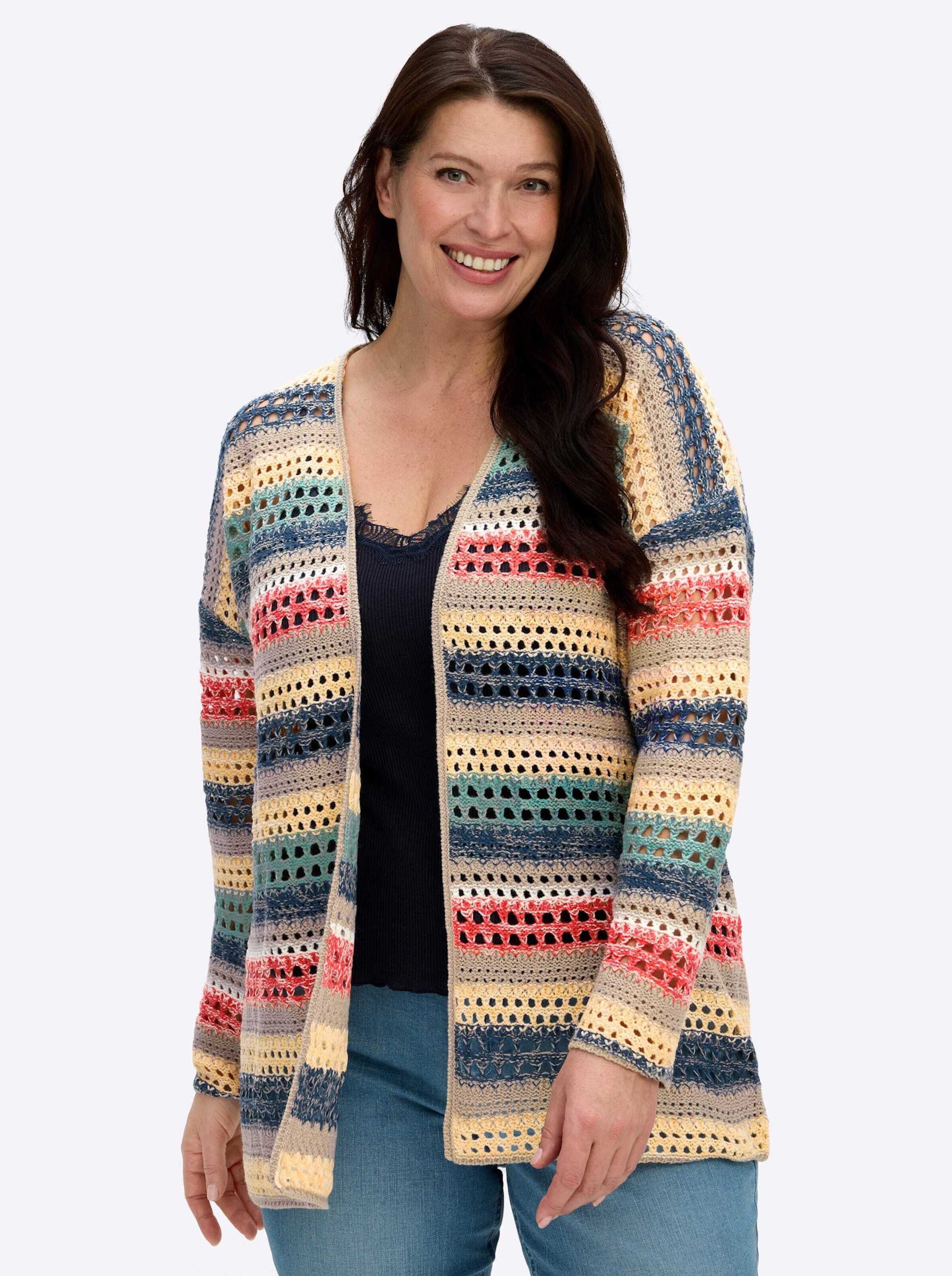 Sieh an! Strickjacke Ajour-Strickjacke Langarm Ajour günstig online kaufen