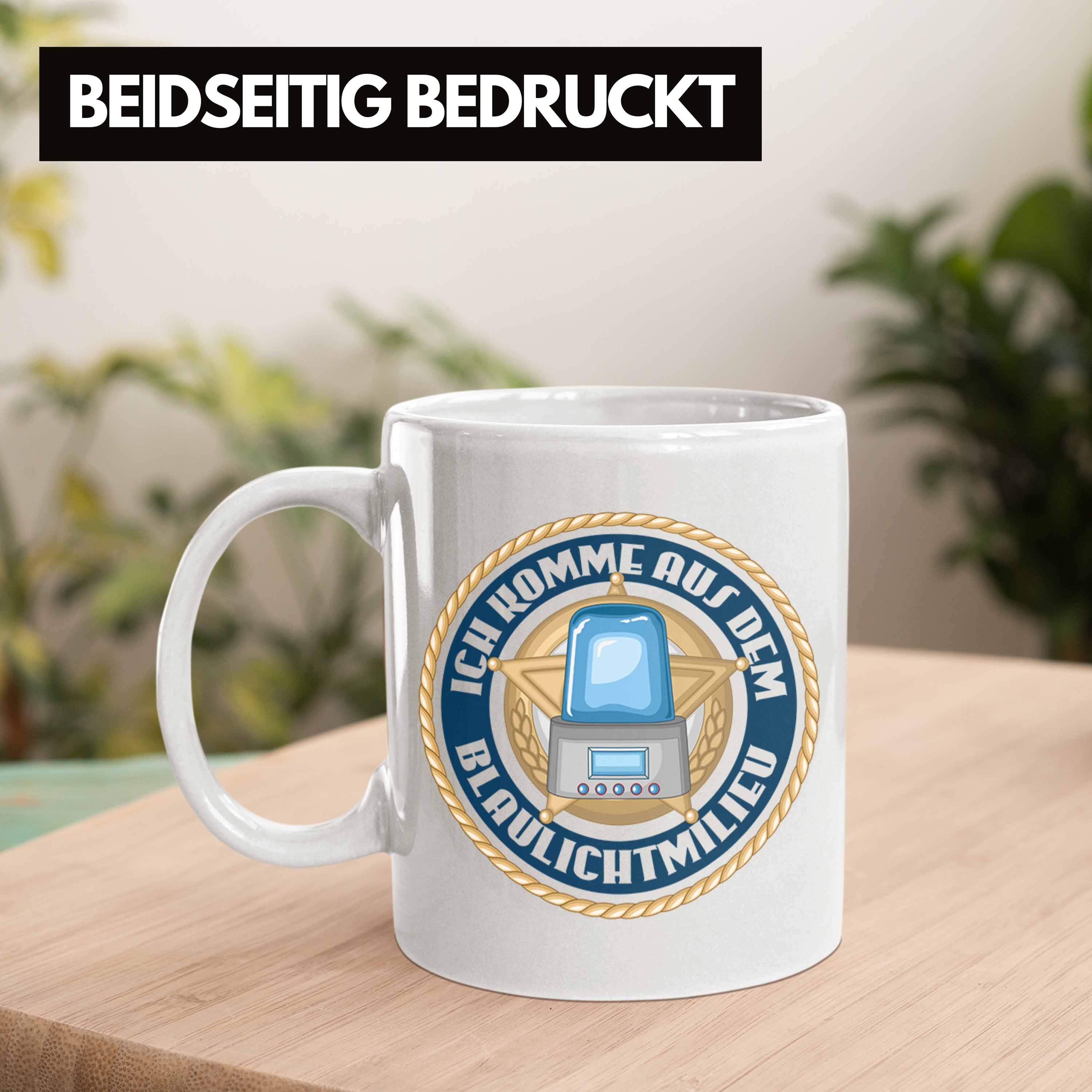 Trendation Geschenke Weiss Lustig Geschenk Trendation Männer - Spruch Blaulichtmilieu Tasse Polizist Tasse Polizei mit