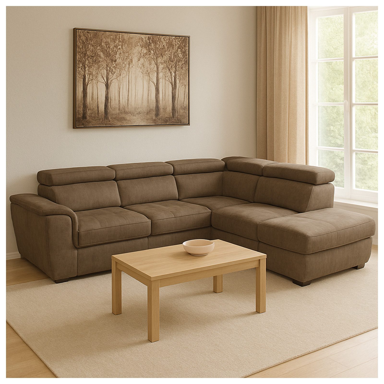 HTI-Living Polsterecke Couch Sandy mit Ottomane rechts Braun, Stück 1 Teile, Polsterecke mit Bettfunktion und Stauraum Sofa