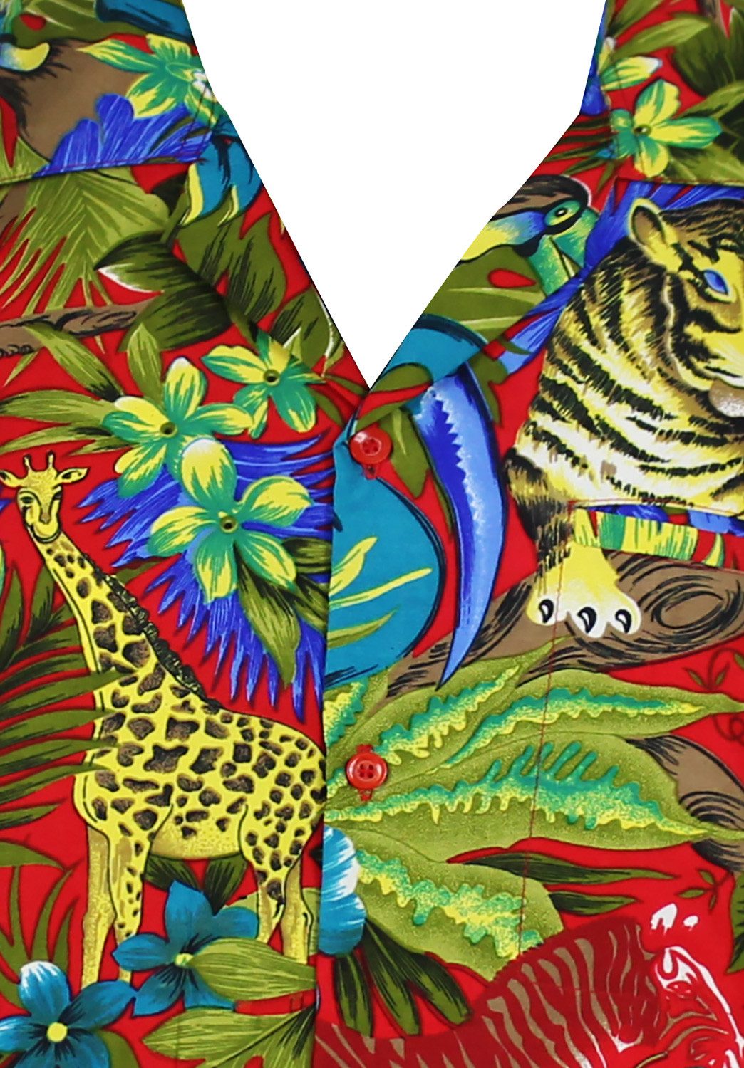 King Kameha Hawaiihemd Jungle Funky Hawaii-Hemd Herren Kurzarm Front-Tasche Stylish Unisex