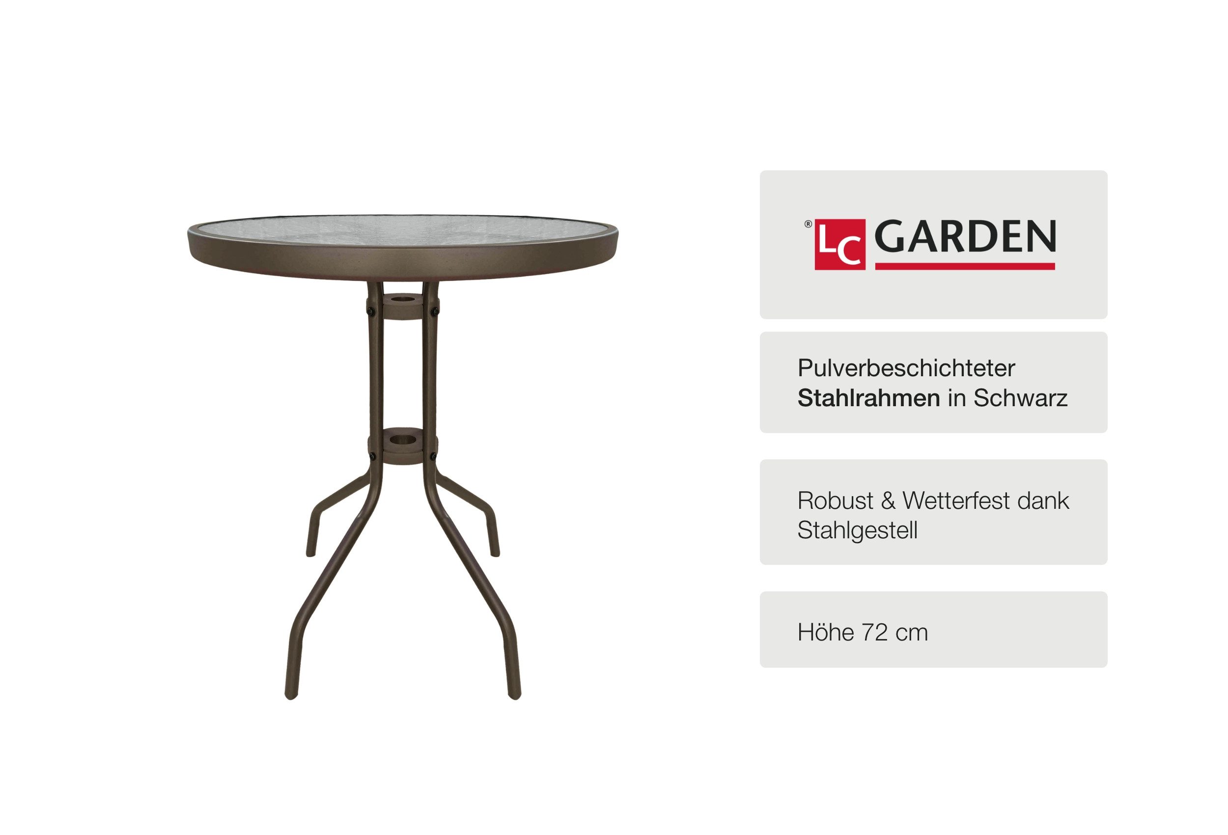 LC Garden Gartentisch Garvista Garten Set Balkontisch mit Gartenstühlen Ø60 günstig online kaufen