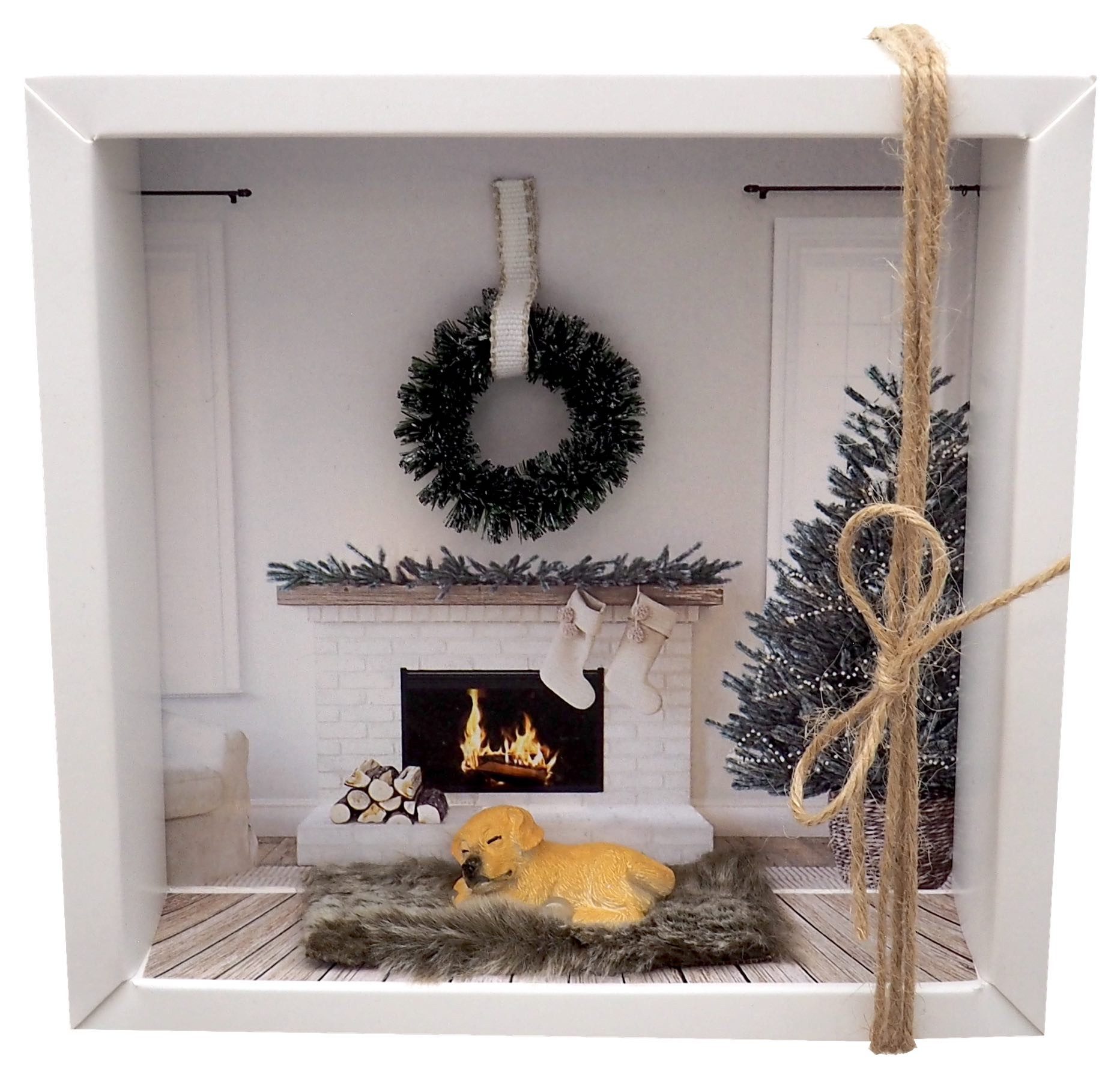 Geschenkbox Geldgeschenk Verpackung Hund Weihnachten XMAS Gutschein Kamin Geschenk