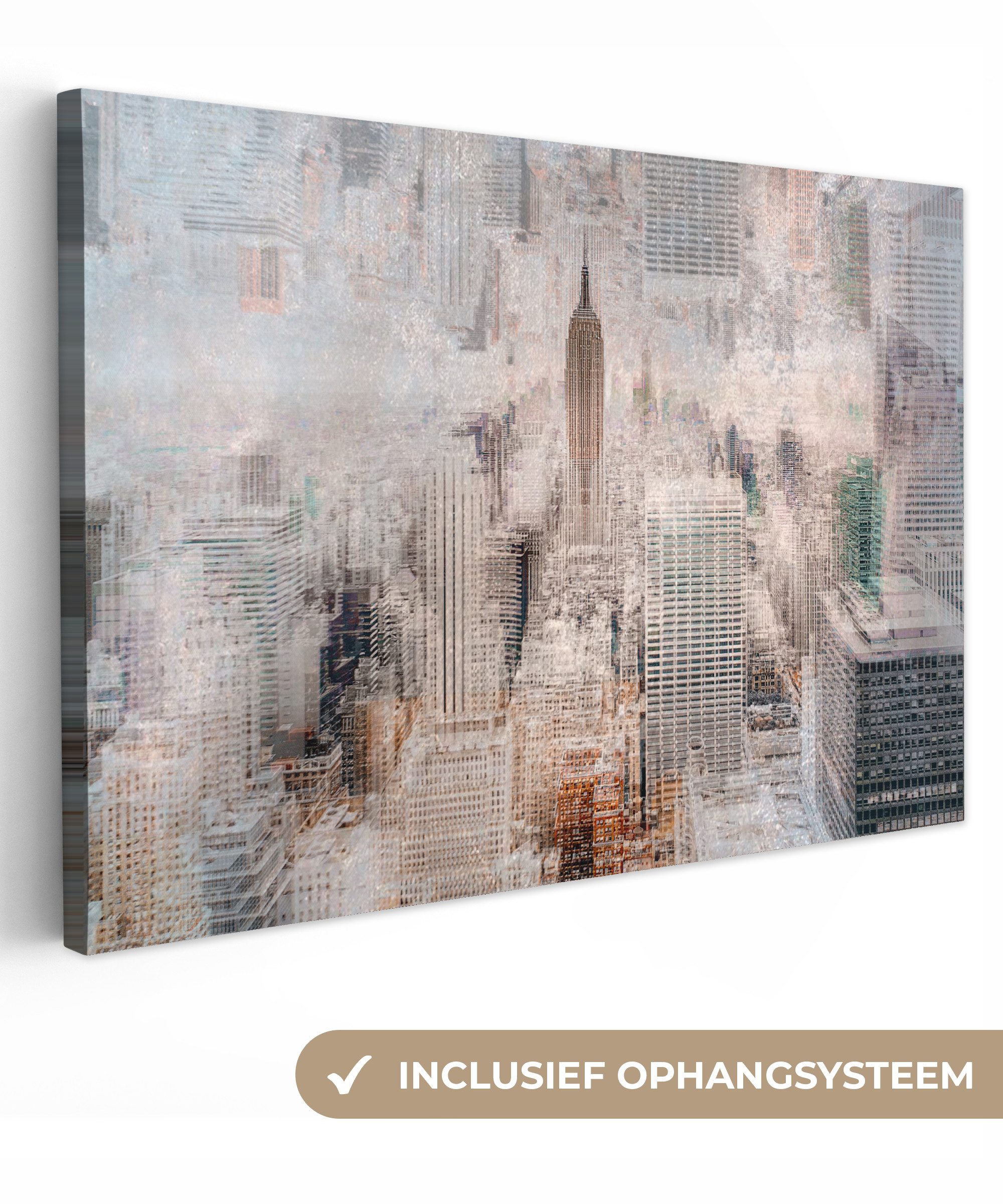 OneMillionCanvasses® Leinwandbild New York - Stadt - Skyline - Bauwerke - Kunst, Fotodruck (1 St), Leinwand Bilder Klein, Wand Dekoration Aesthetic 30x20 cm