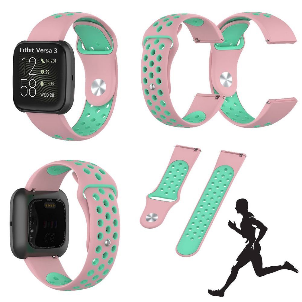 Wigento Für Fitbit Versa 3 Fitness Uhr Kunststoff Silikon Ersatz Armband  für Pink / Türkis Fitnessuhr online kaufen | OTTO