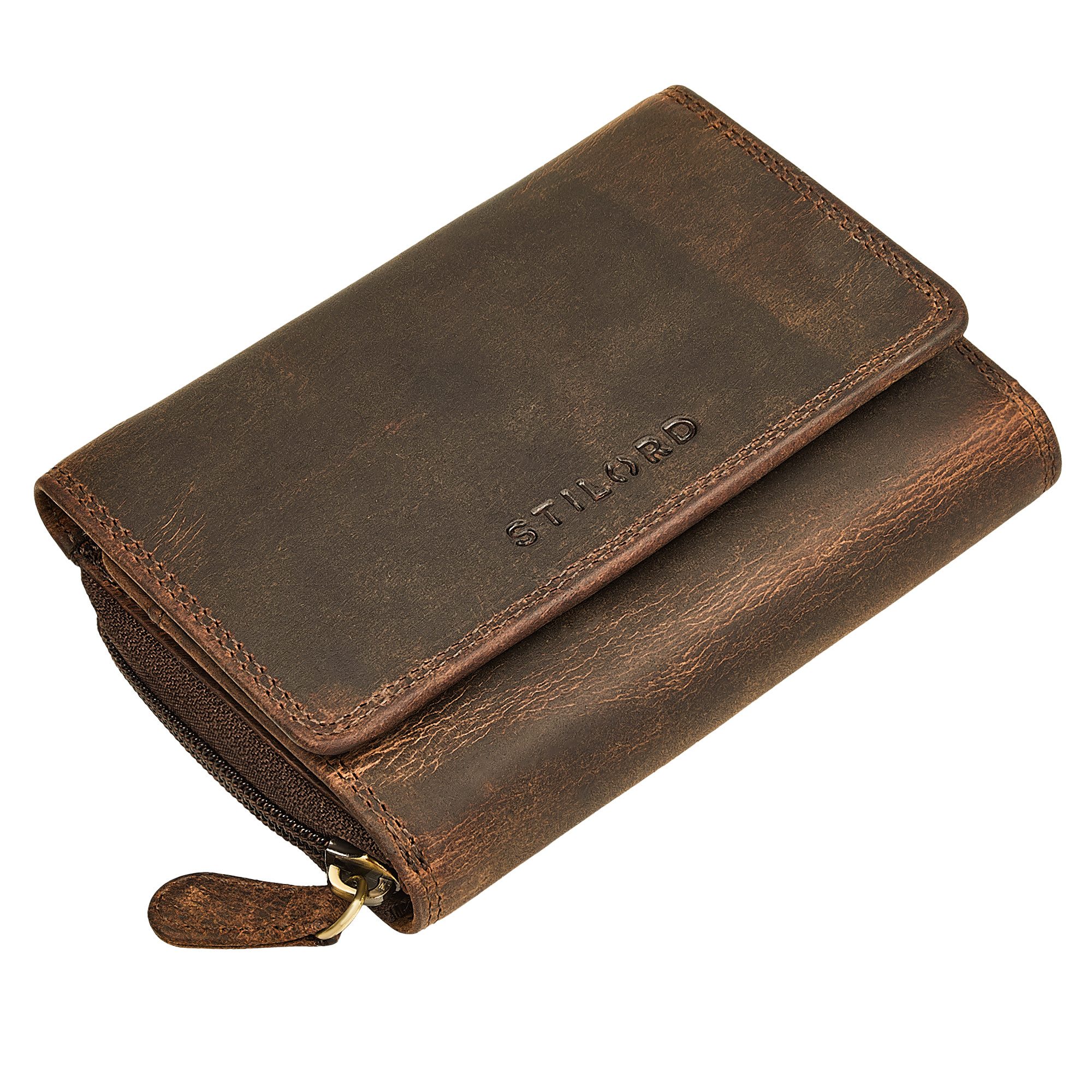 STILORD Geldbörse "Beverly" Vintage Leder Geldbörse Damen Mittelgroß mit RFID-Schutz