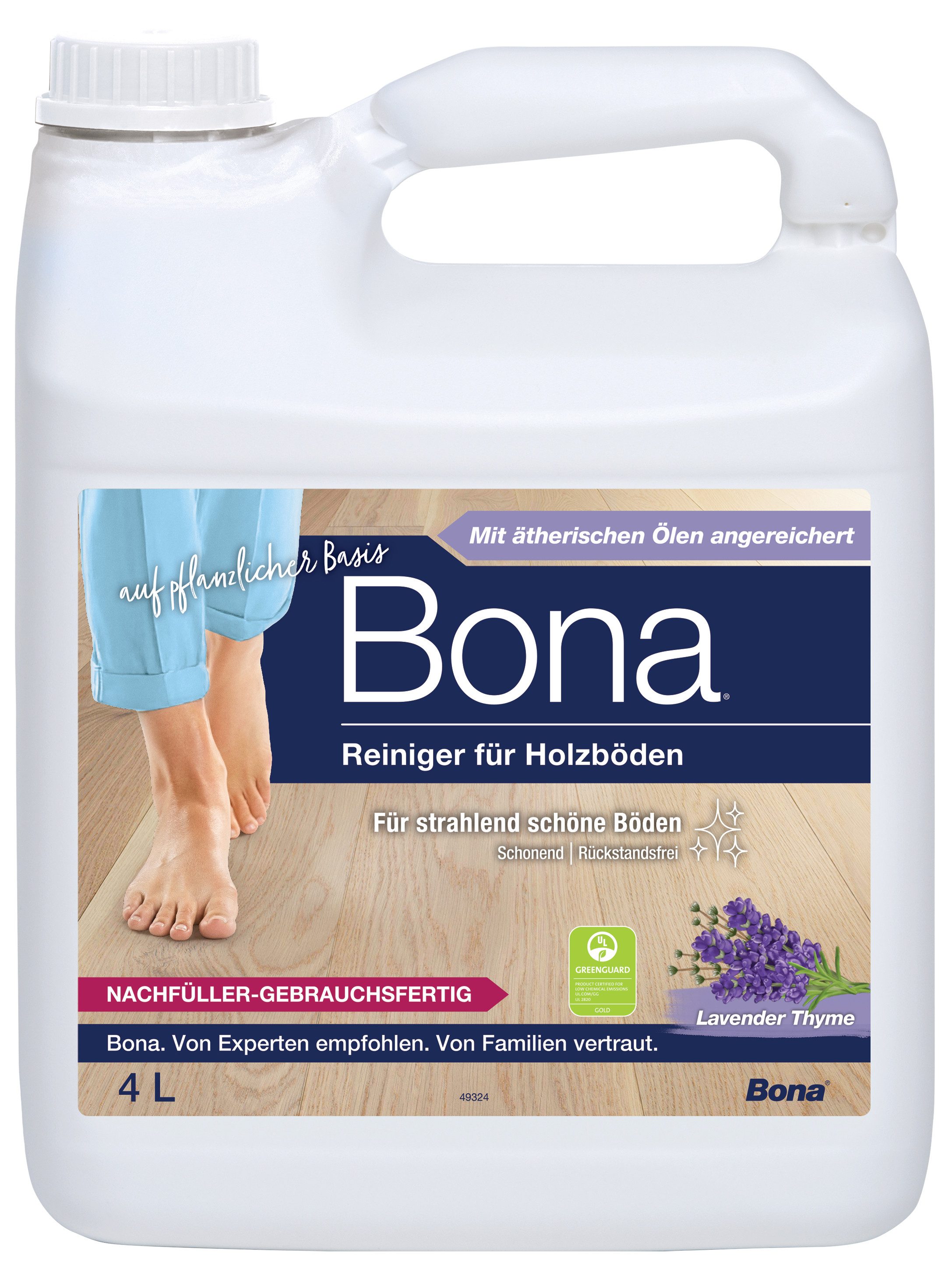 Bona Reiniger für Holzböden, Parkettreiniger Nachfüllkanister Fussbodenreiniger (mit Lavendel-Thymian Duft)