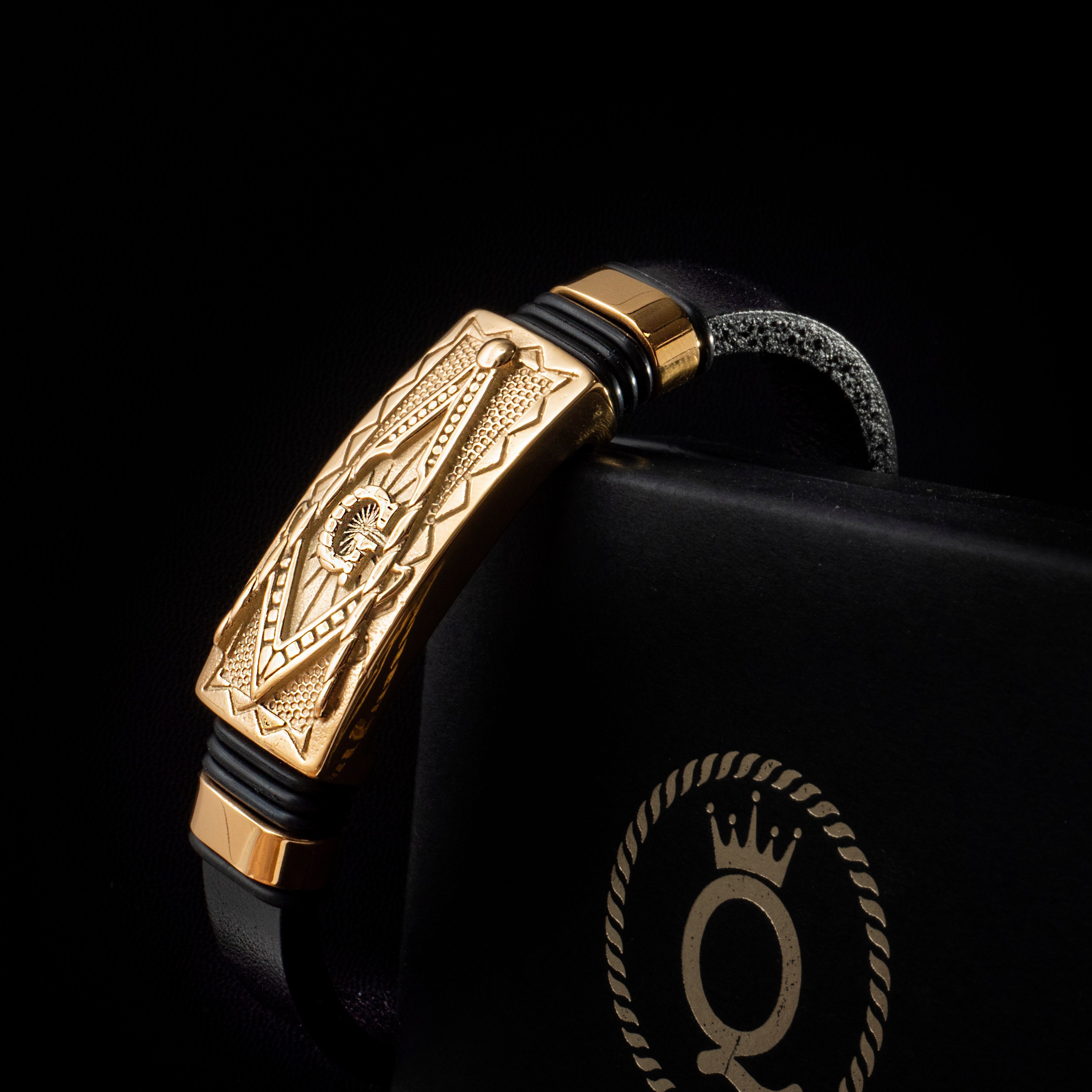 UNIQAL.de Leather Bracelet Masonic Freemason Leather Bracelet "TOTEM" Men's Stainless Steel/Leather (Stainless Steel, Genuine Leather, Casual Style, Handmade)