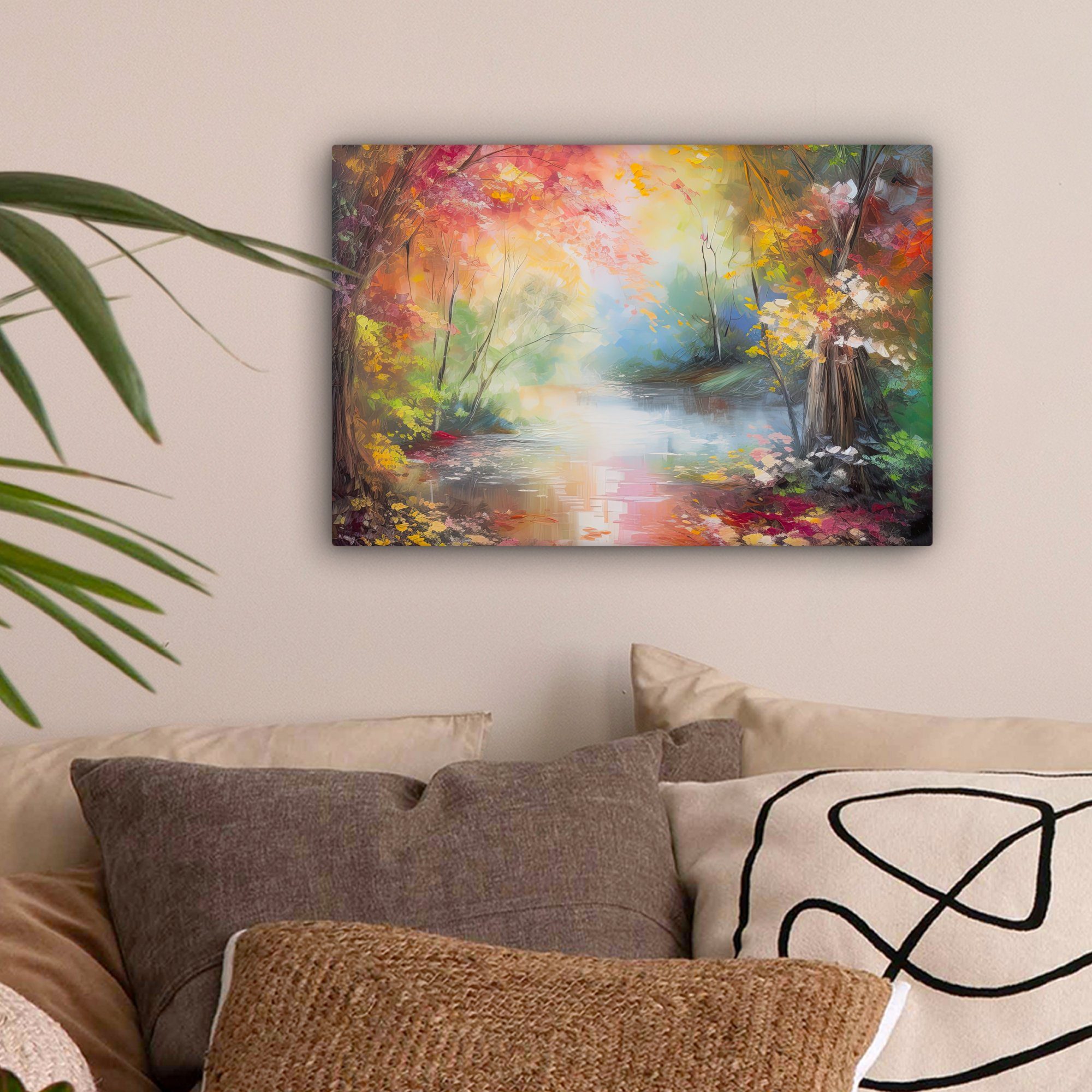OneMillionCanvasses® Leinwandbild Landschaft - Ölfarbenoptik - Farbenfroh - günstig online kaufen