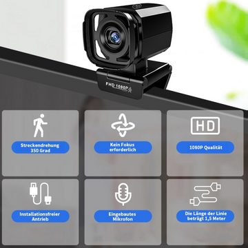 yozhiqu 1080P USB-Webcam mit Mikrofon und vollautomatischer Verfolgung Webcam (Geeignet für PCs und Laptops, Verfügbar für E-Learning und Konferenzen)