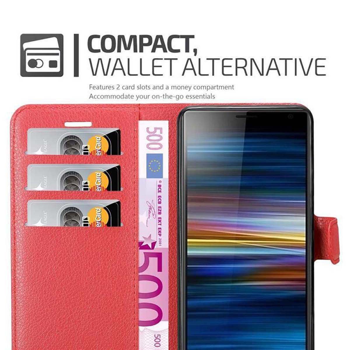 Cadorabo Handyhülle für Sony Xperia L3 Hülle Sony Xperia L3, Hülle Schutzhülle mit Standfunktion, Kartenfach und Magnetverschluss