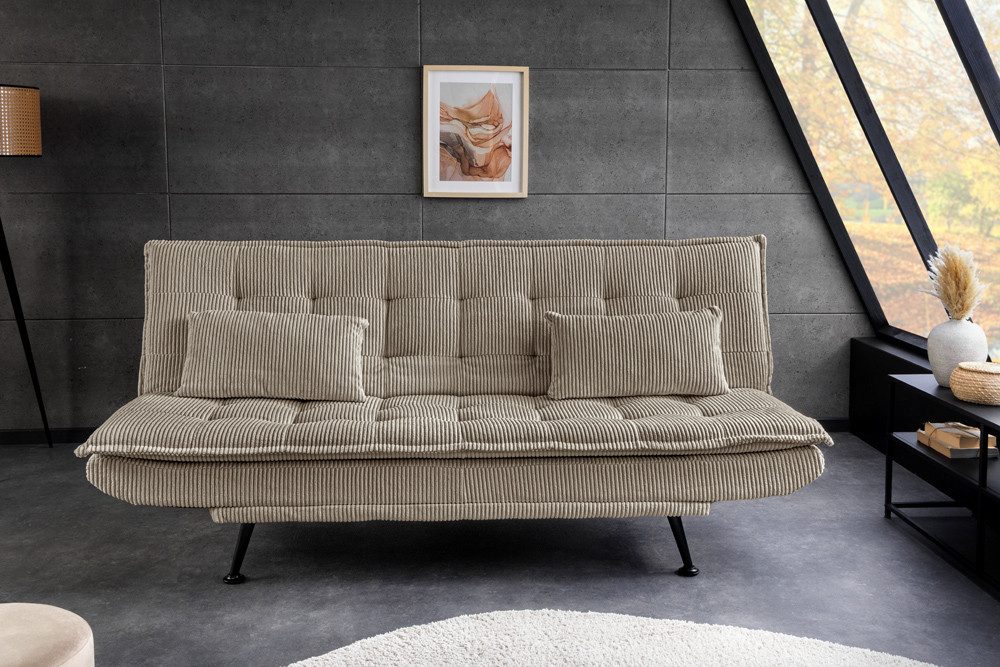 riess-ambiente Schlafsofa JAZZ 190cm greige – 3-Sitzer Sofa mit Bettfunktion, Cordbezug, modern, Einzelartikel 1 Teile, komfortable Ausziehcouch mit Polsterung  – Bild 3 von 5