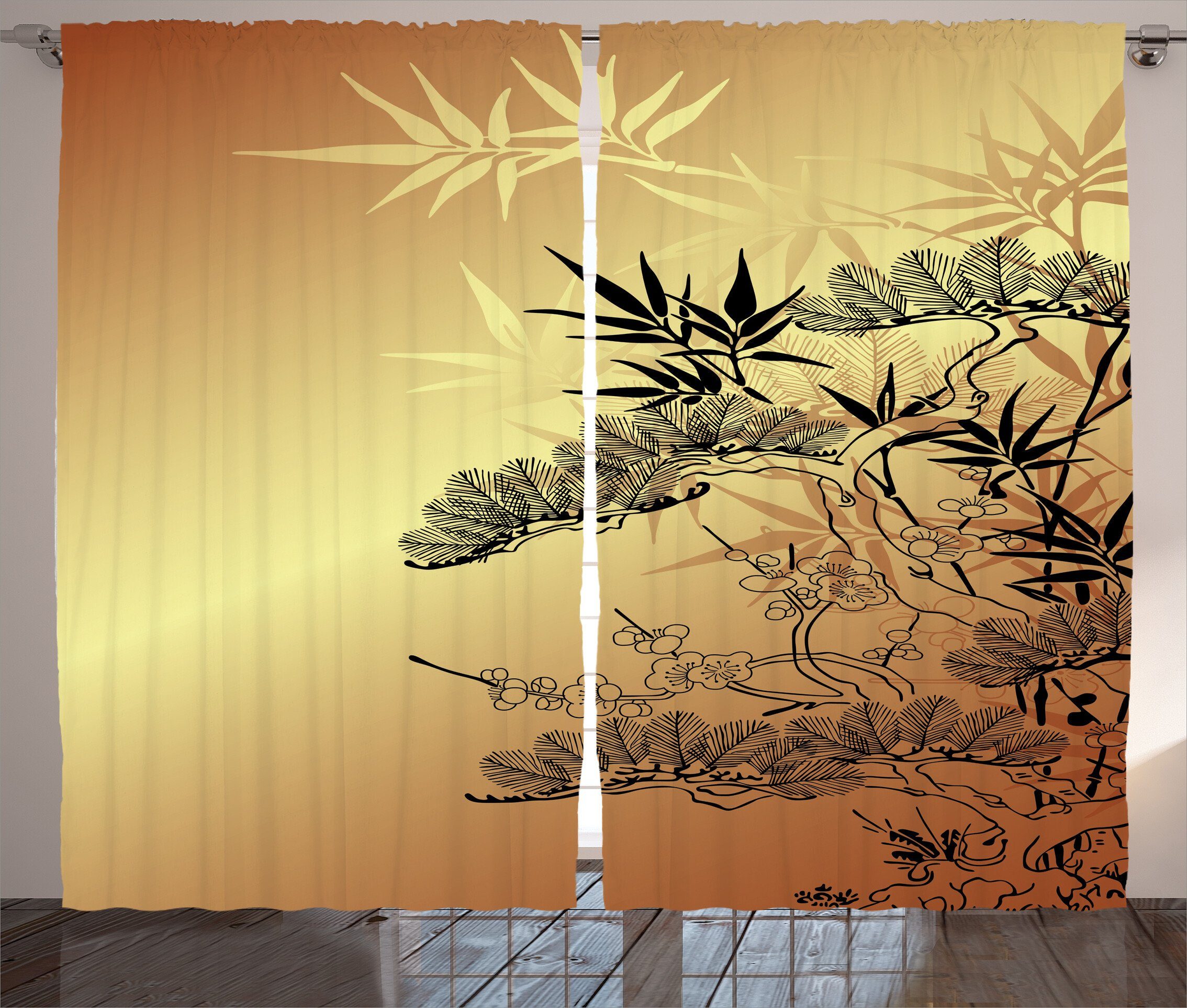 Bambus Abakuhaus, und Motive Schlaufen mit Gardine Schlafzimmer Kräuselband japanisch Vorhang Haken,