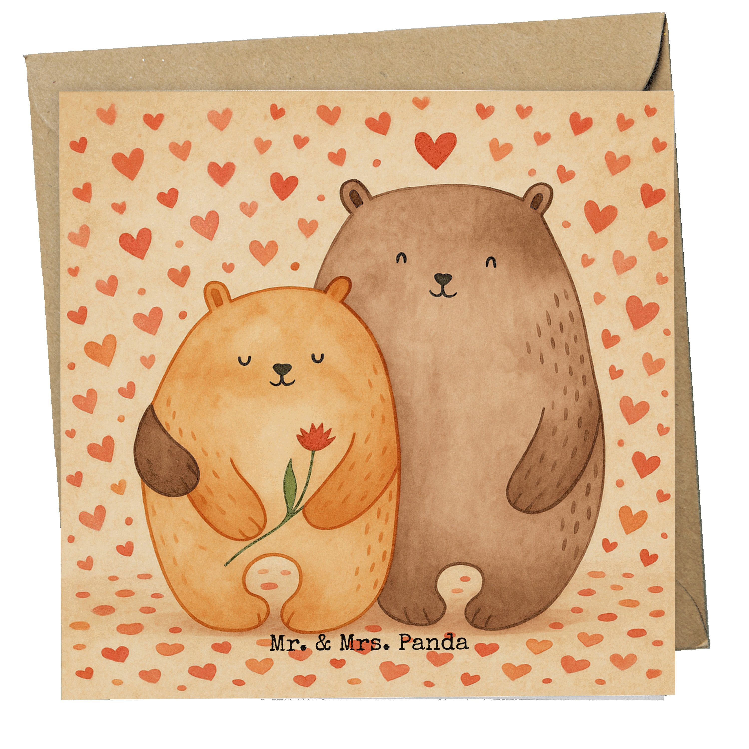 Mr. & Mrs. Panda Grußkarte Bären Liebe Design, Grußkarte, Weiß, Partner, Hochzeitstag, doppelkar