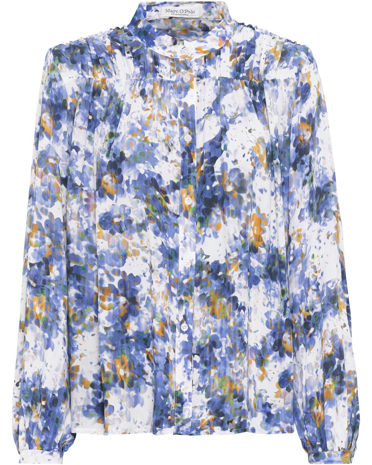 Hemdbluse Langarm-Bluse mit Allover-Blumenmuster
