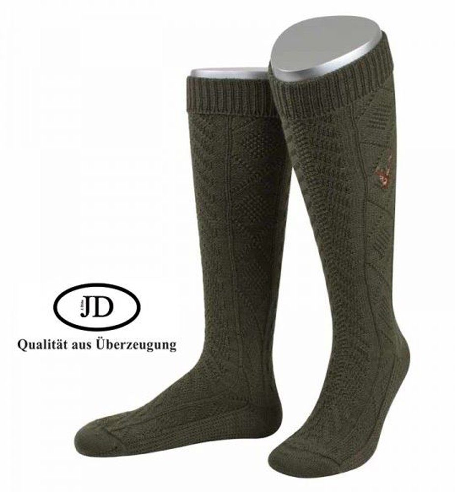 Kniebundstrumpf oliv Socken Kniestrümpfe Hirschmotiv, JD JD -