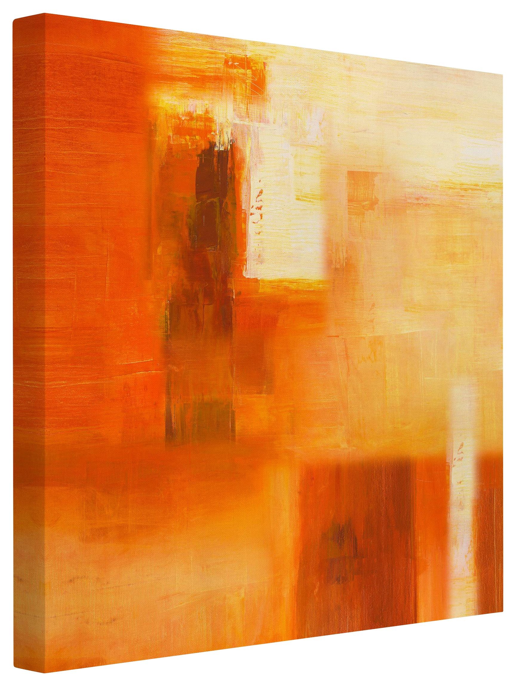 Bilderdepot24 Leinwandbild Kunstdruck Abstrakt Komposition Braun orange Bild auf Leinwand XXL, Wohnzimmer Schlafzimmer Küche Flur Wandbild Kunstkopie Wanddeko Druck