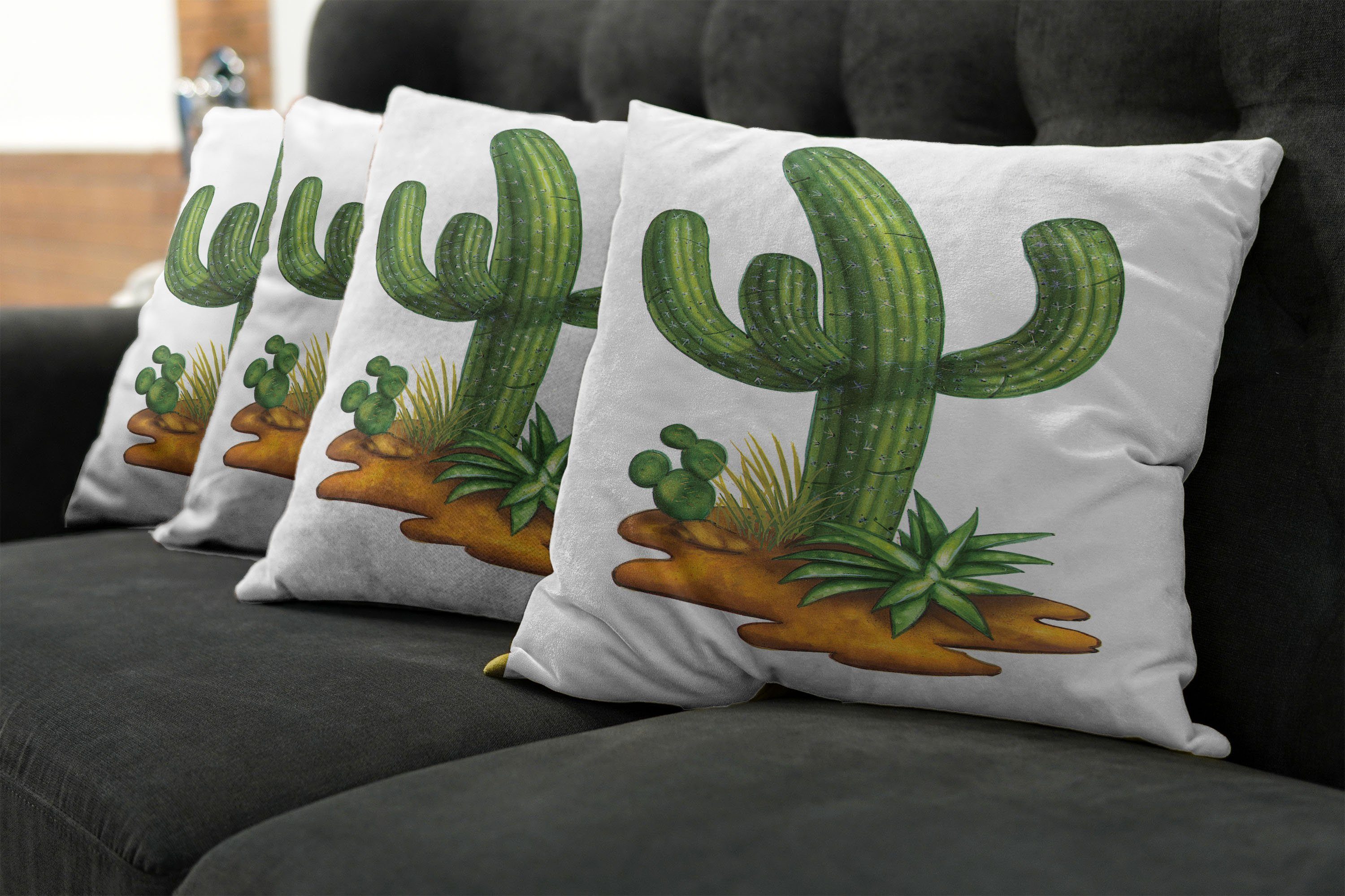 Kissenbezüge Kaktus Abakuhaus Modern Digitaldruck, Saguaro Trockenlandschaft (4 Stück), Accent Doppelseitiger
