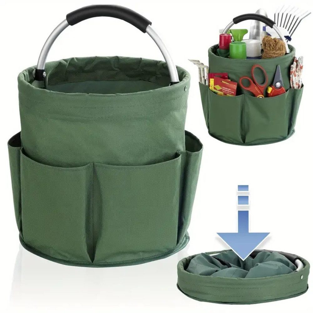 Blusmart Aufbewahrungskorb Tragbarer Gartentasche mit 6 Fächern (mit Griff, Werkzeugtasche, 17L große Aufbewahrungstasche), Für Autowäsche und Angeln, Gärten, Camping, Falteimer
