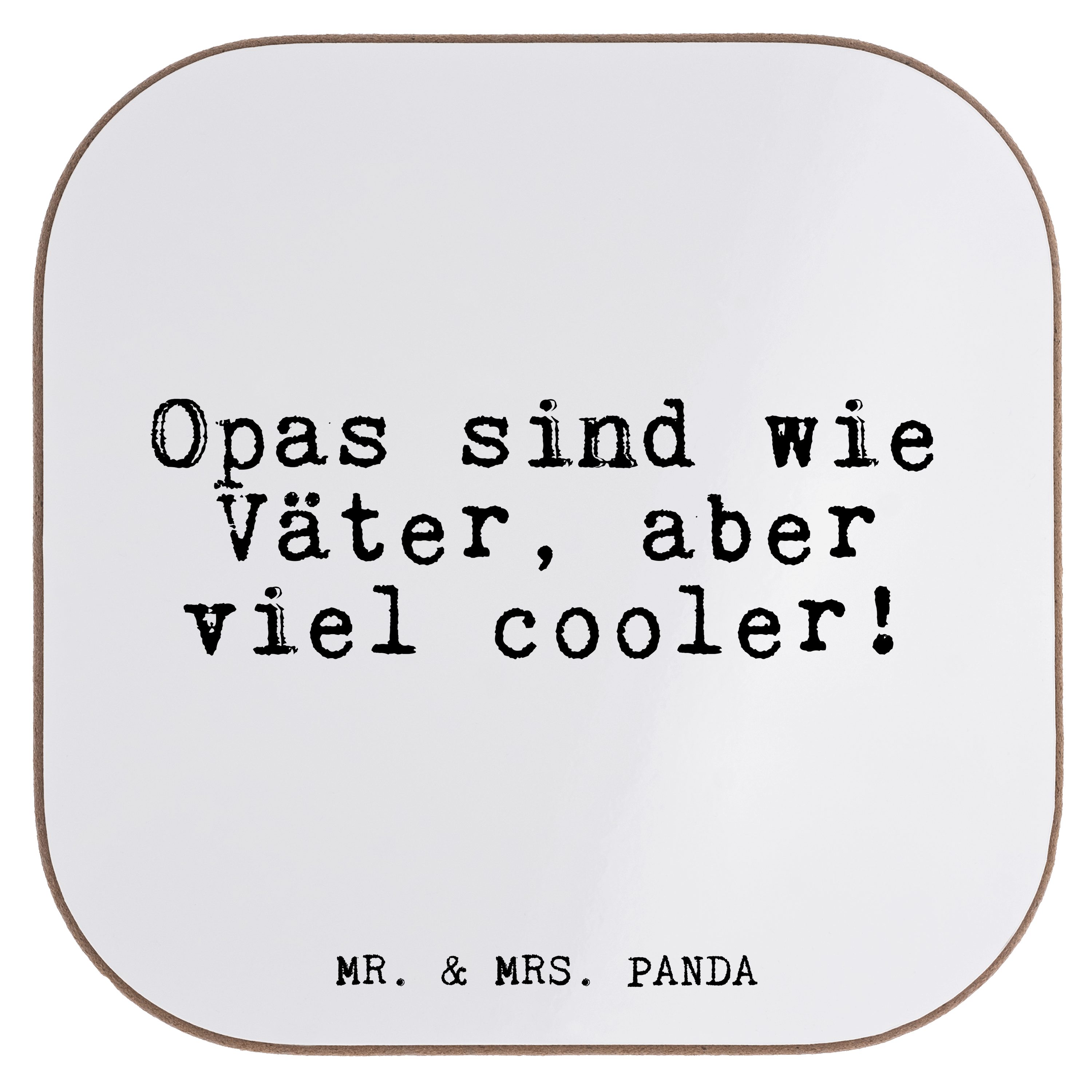 Mr. & Mrs. Panda Getränkeuntersetzer Opas sind wie Väter,... - Weiß - Geschenk, Vater, Bierdeckel, Glizer, 1-tlg.