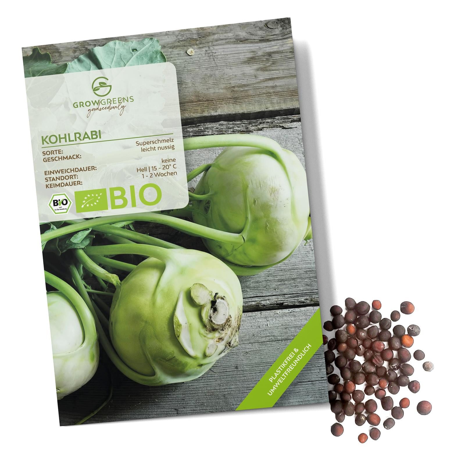 Gemüsesamen BIO Kohlrabi Samen (Superschmelz) - Kohlrabi Saatgut (20 Korn)