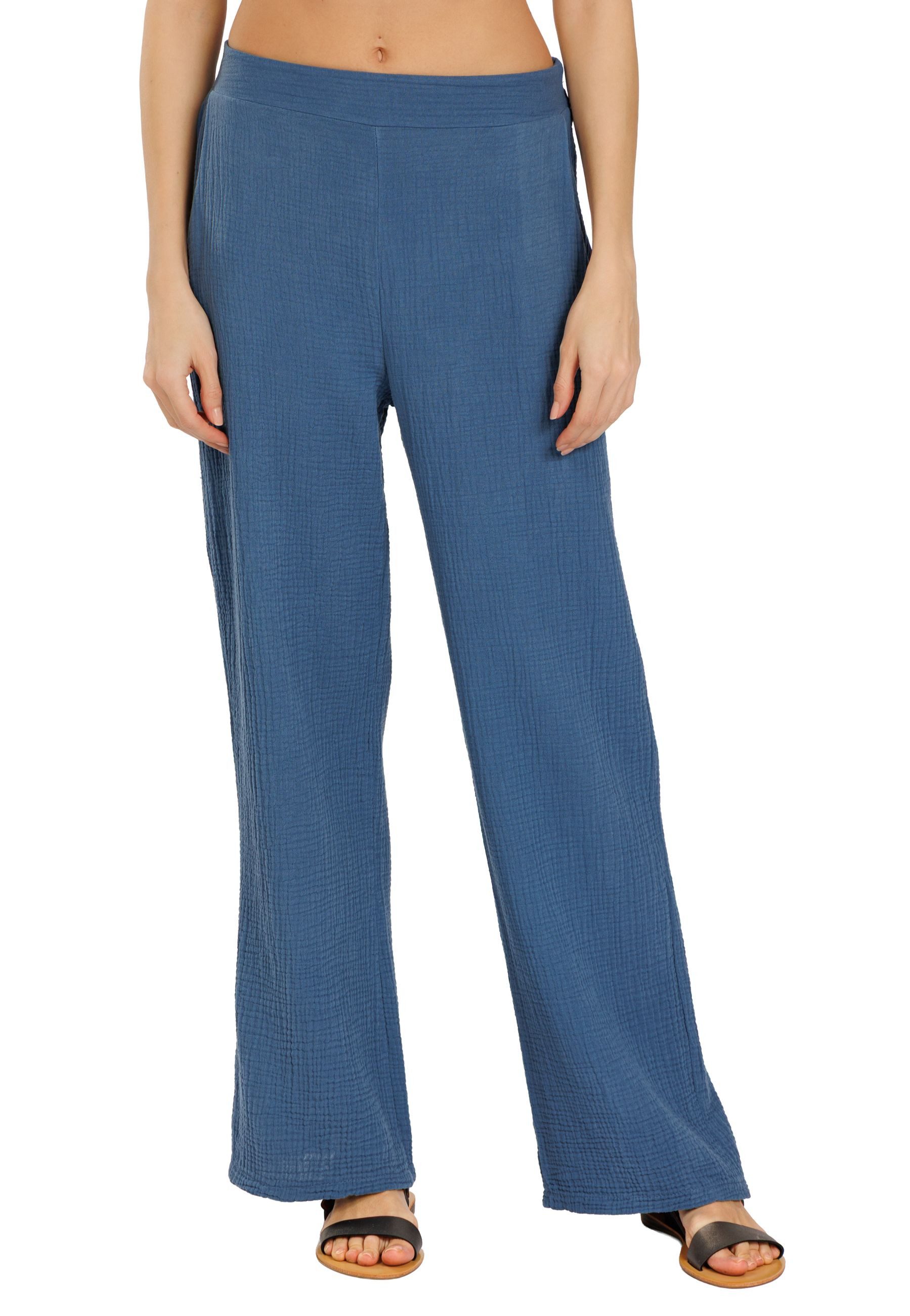 Caspar Stoffhose Damen Musselin Hose 100% Baumwolle Sommerhose Made in Italy - KHS055