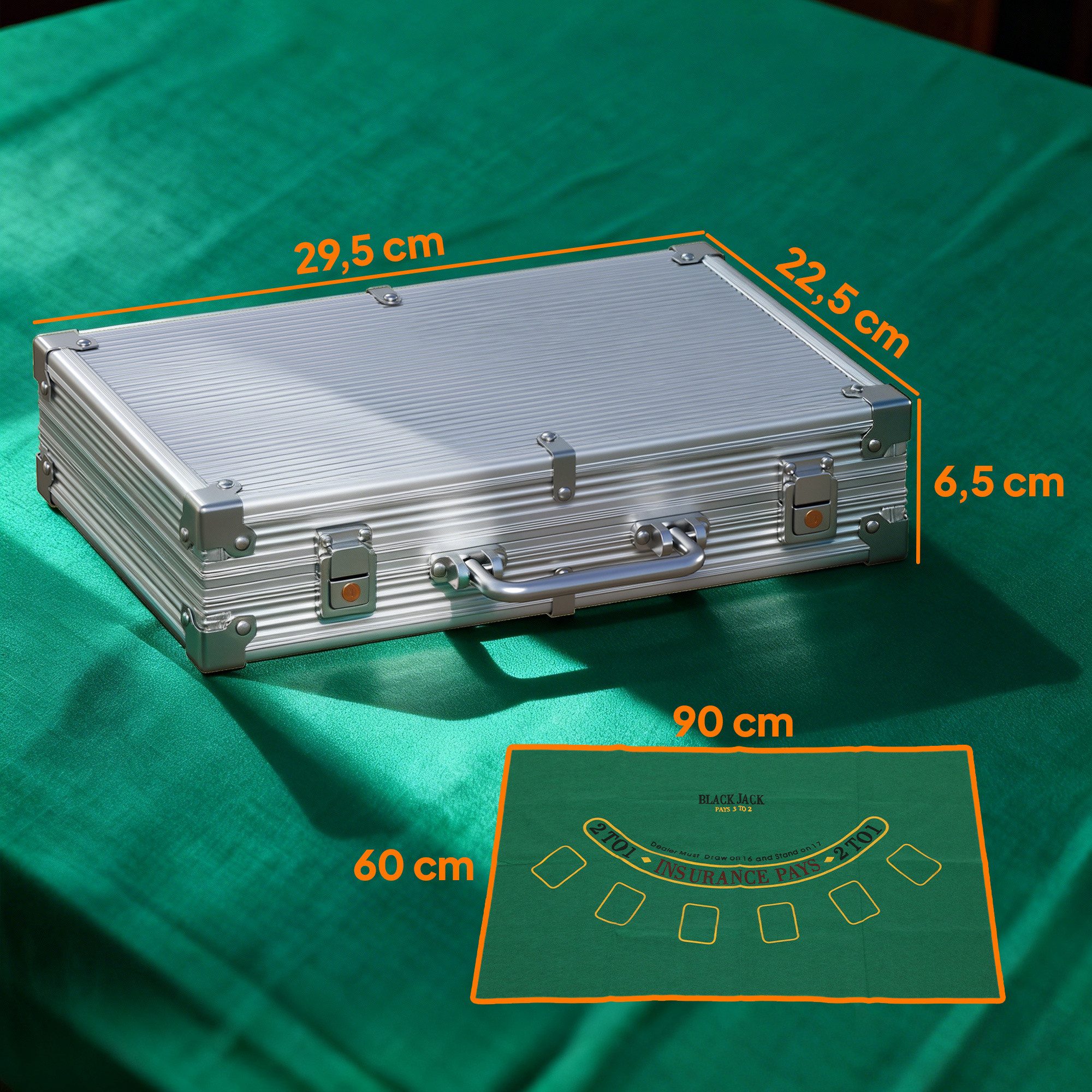 SPORTNOW Spiel Pokerkoffer, Gesellschaftsspiel, Professionelle Clay-Pokerchips