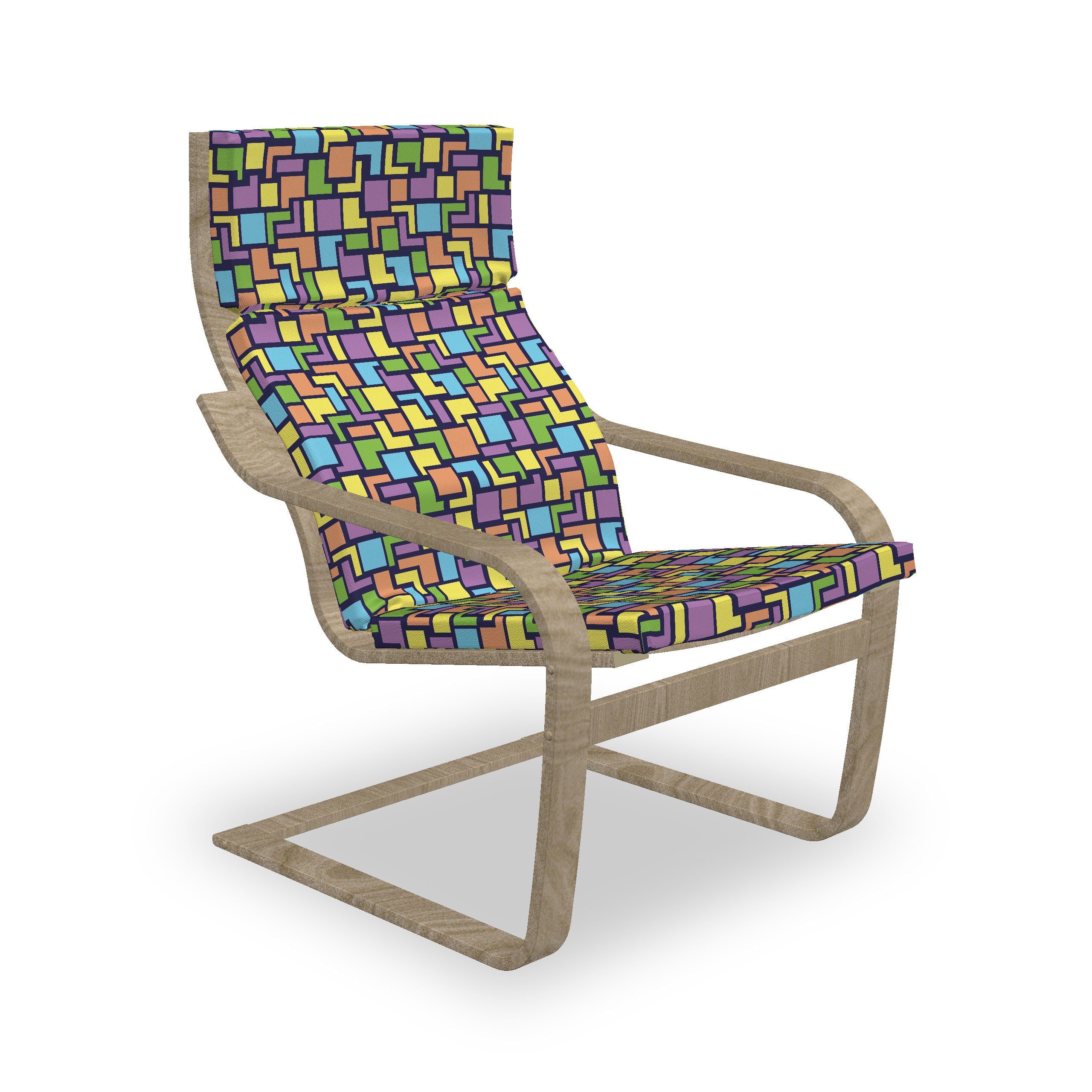 Stuhlkissen mit Hakenschlaufe Form-Muster und Abakuhaus Sitzkissen Stuhlkissen Retro mit Geometrisch Reißverschluss,