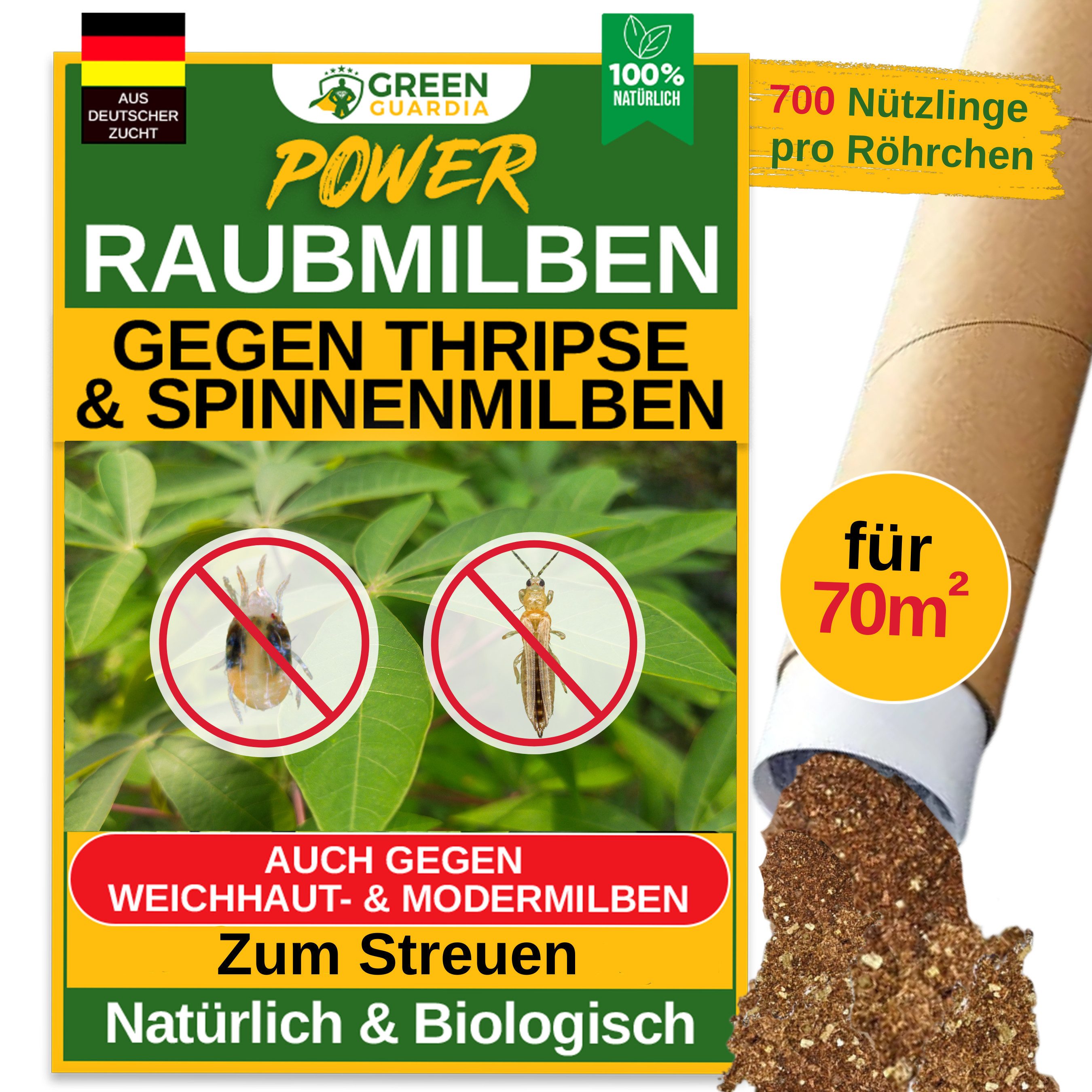 Insektenvernichter Raubmilben Mix gegen Thripse & Spinnmilben - Streuware zum Streuen