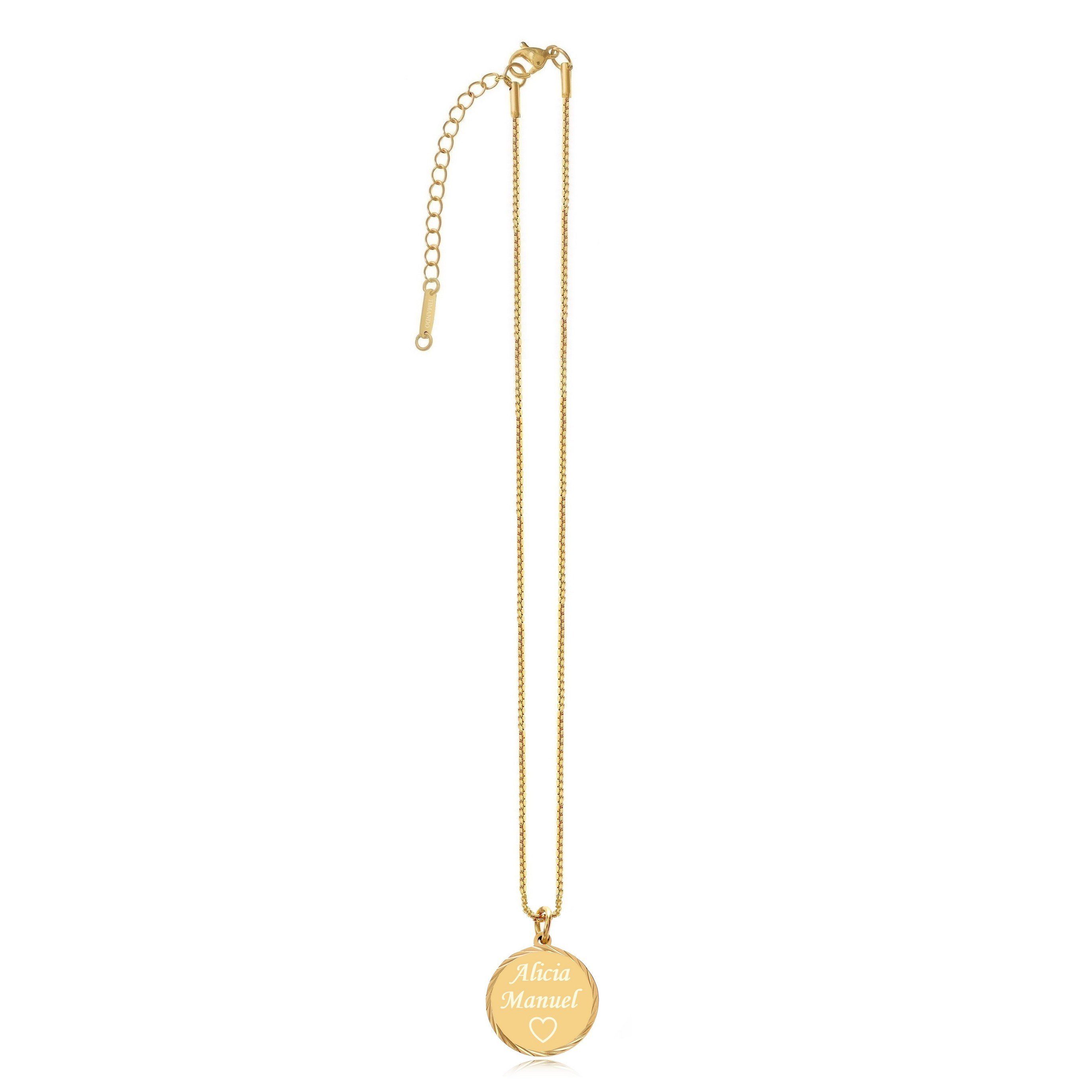 Timando Kette mit Gravur Plättchen (Halskette Namenskette für Namen, & mit Frauen) Geschenk Gravur, mit gold, Damen, Personalisierte Anhänger Kette silber