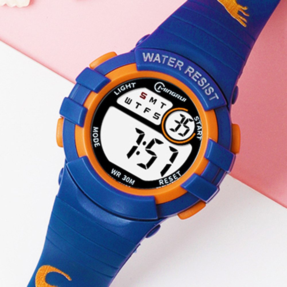 Digitaluhr Kinder Armbanduhr Dinosaurier Silikonuhr für Jungen Mädchen