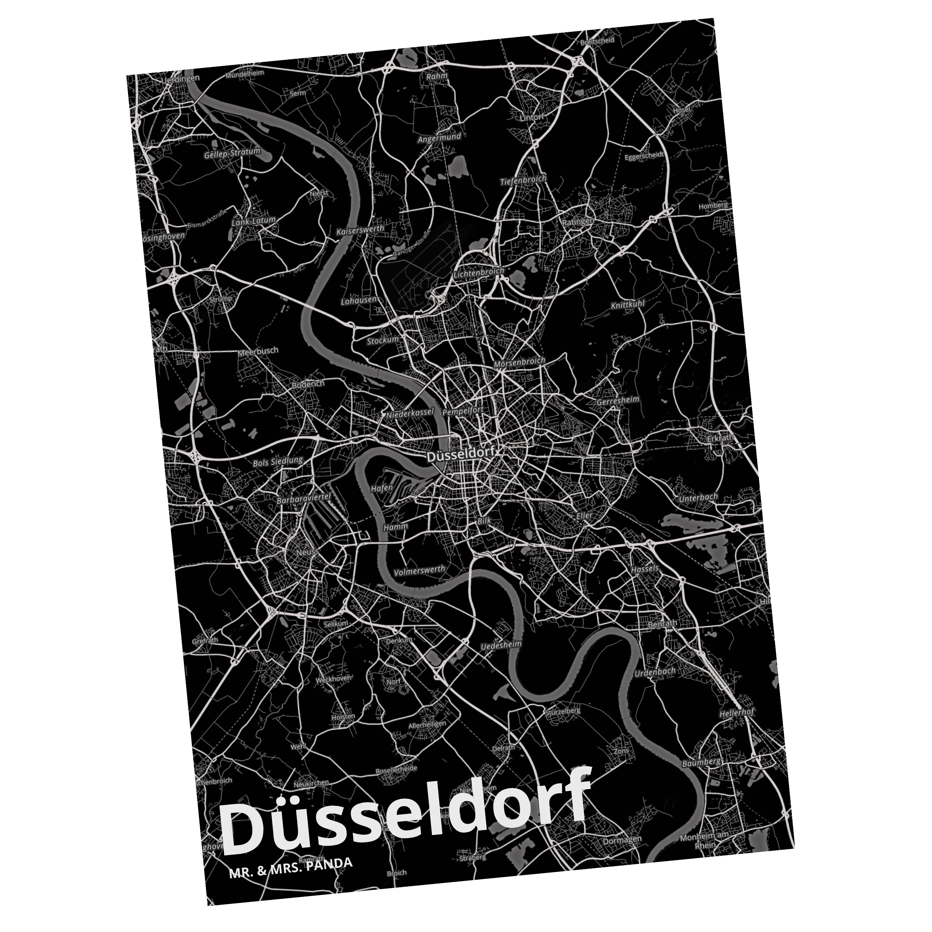 Dankeskarte, Panda Stadt Dorf Ort, & Düsseldorf Mr. Postkarte - Geschenk, Mrs. Einladungskarte,