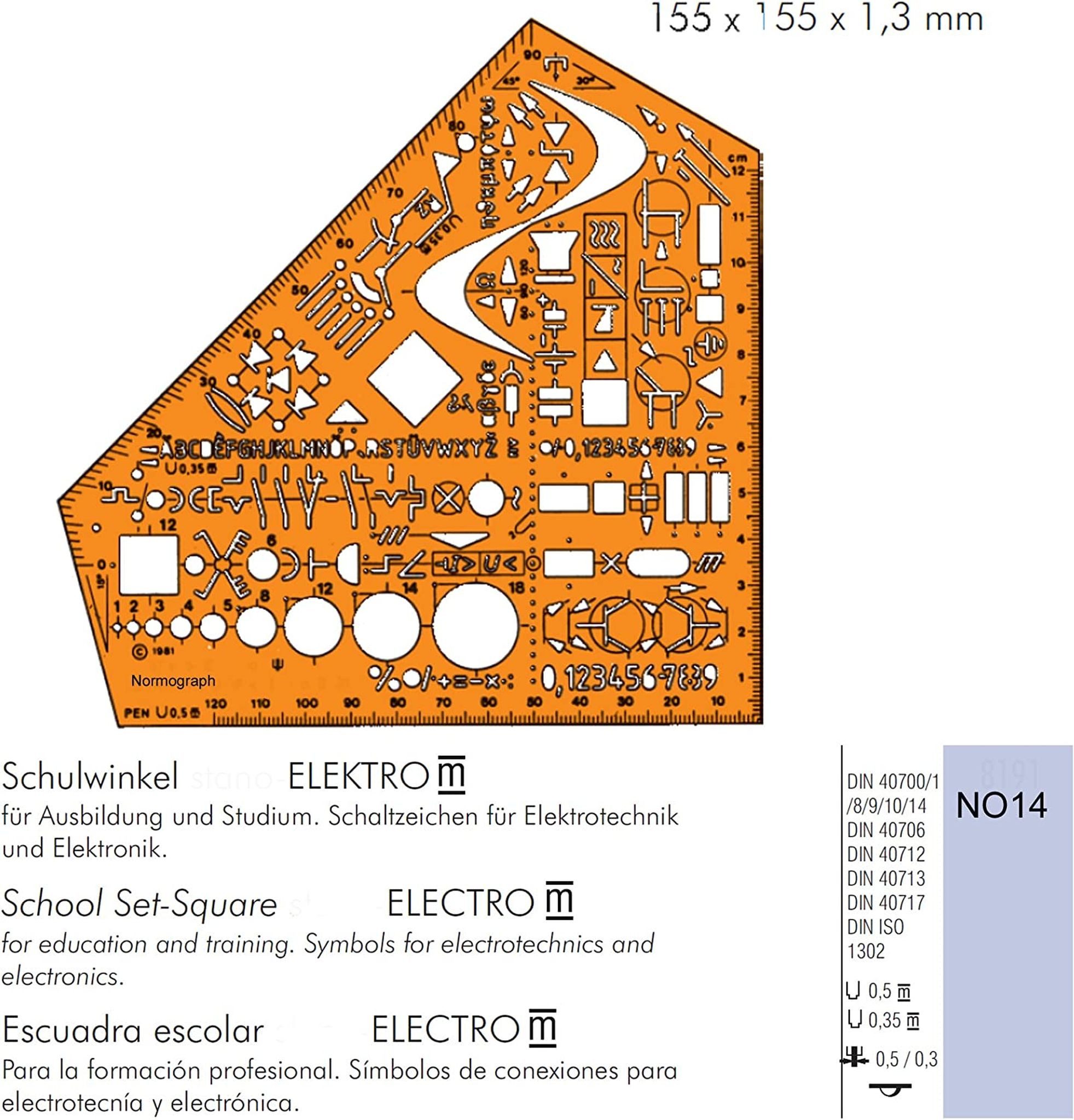 STANDARDGRAPH Zeichenlineal Standardgraph Schulwinkel Elektro 1 Stück