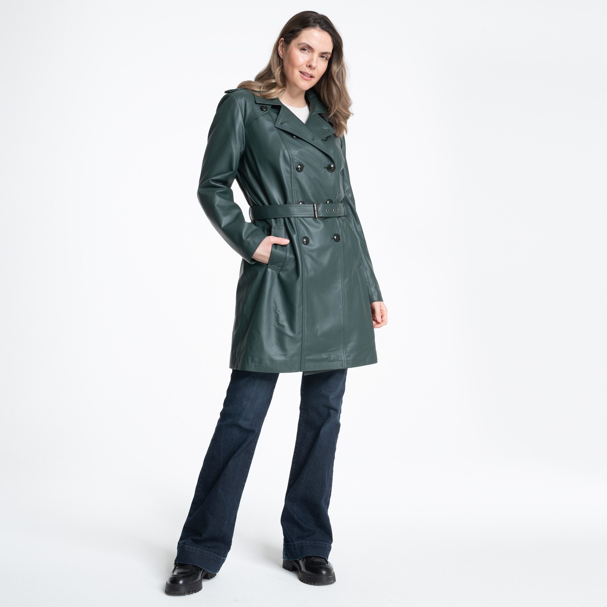Mouflon Ledermantel Emilia Echter Lammnappa-Leder-Trenchcoat mit Gürtel günstig online kaufen