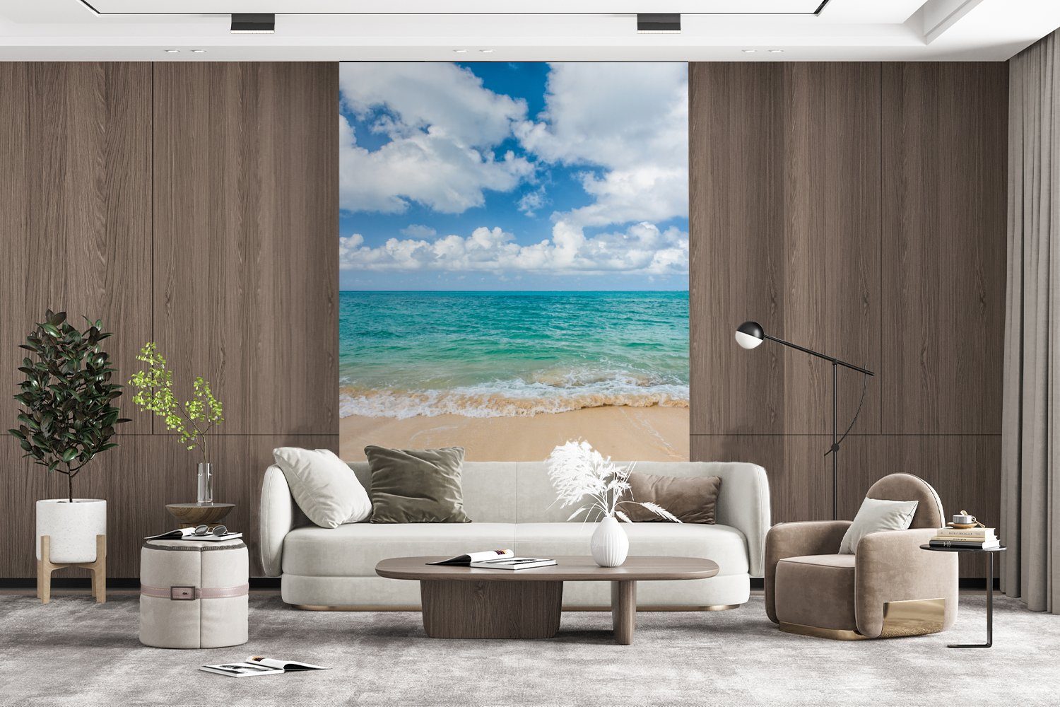 Sommer - bedruckt, Matt, Strand für MuchoWow Reisen, - Fototapete Wandtapete Wohnzimmer, St), (3 Montagefertig Tapete Meer Vinyl -