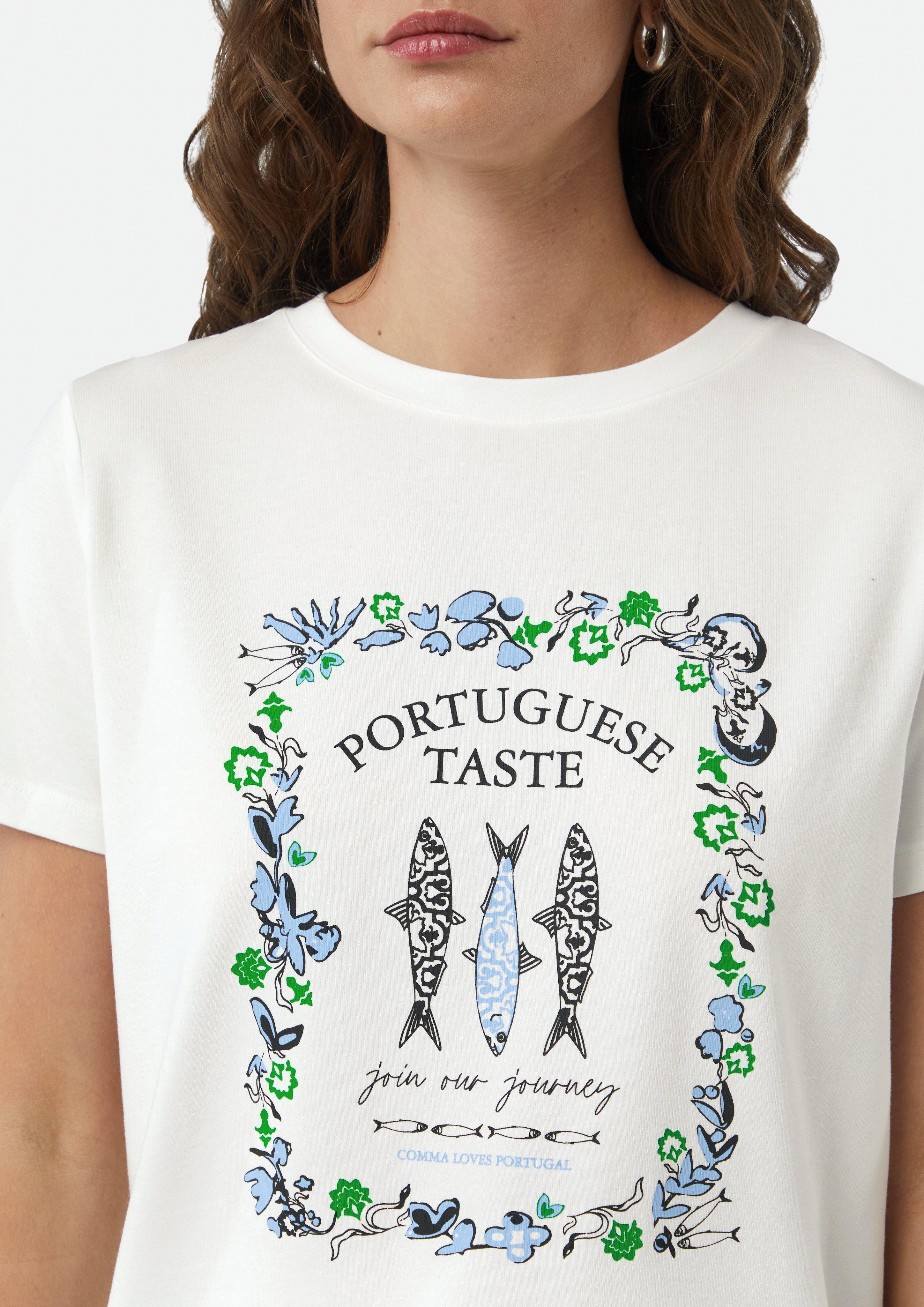 Comma Kurzarmshirt T-Shirt aus Baumwollmix mit günstig online kaufen