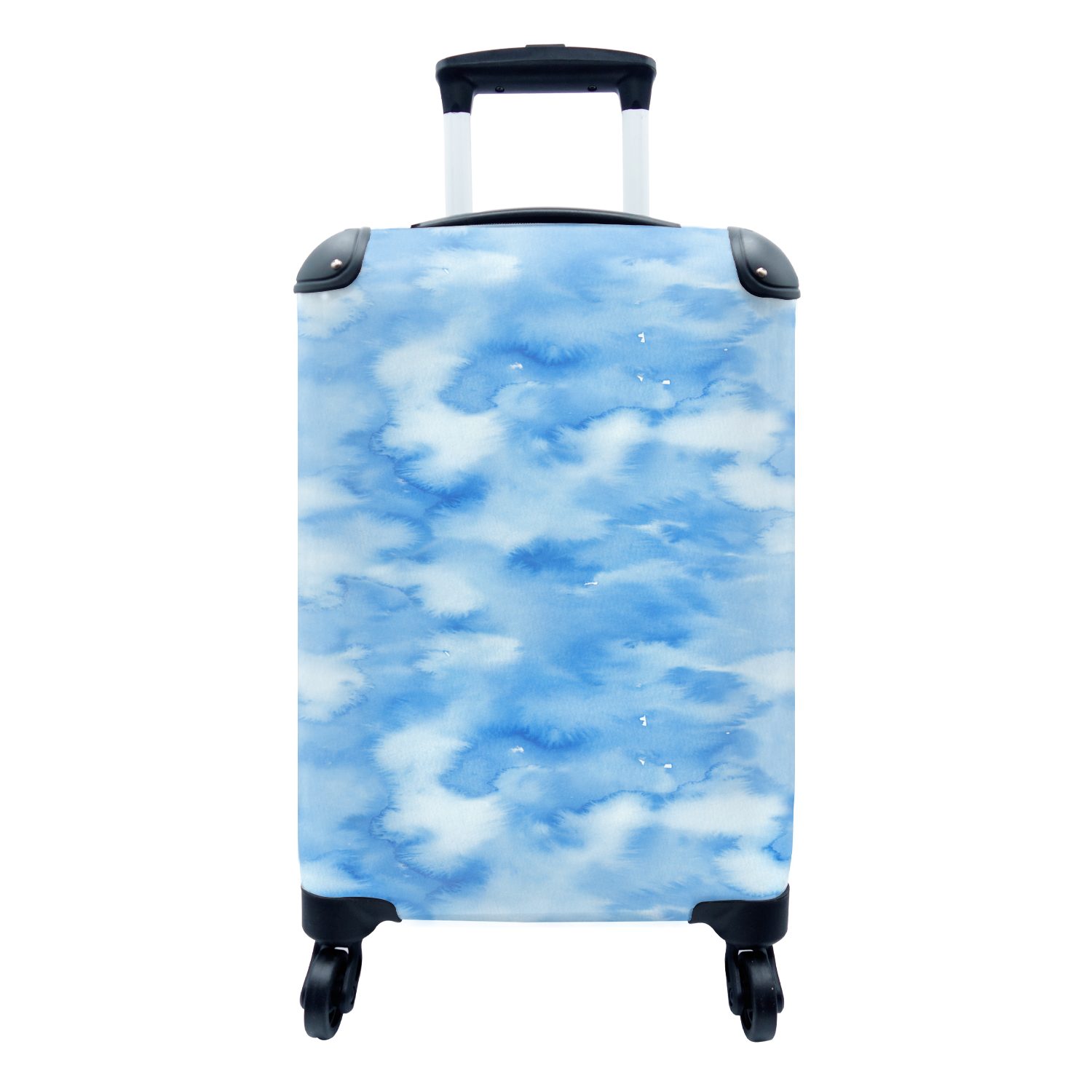 MuchoWow Handgepäckkoffer Aquarell - Abstrakt - Blau - Muster, 4 Rollen, Reisetasche mit rollen, Handgepäck für Ferien, Trolley, Reisekoffer