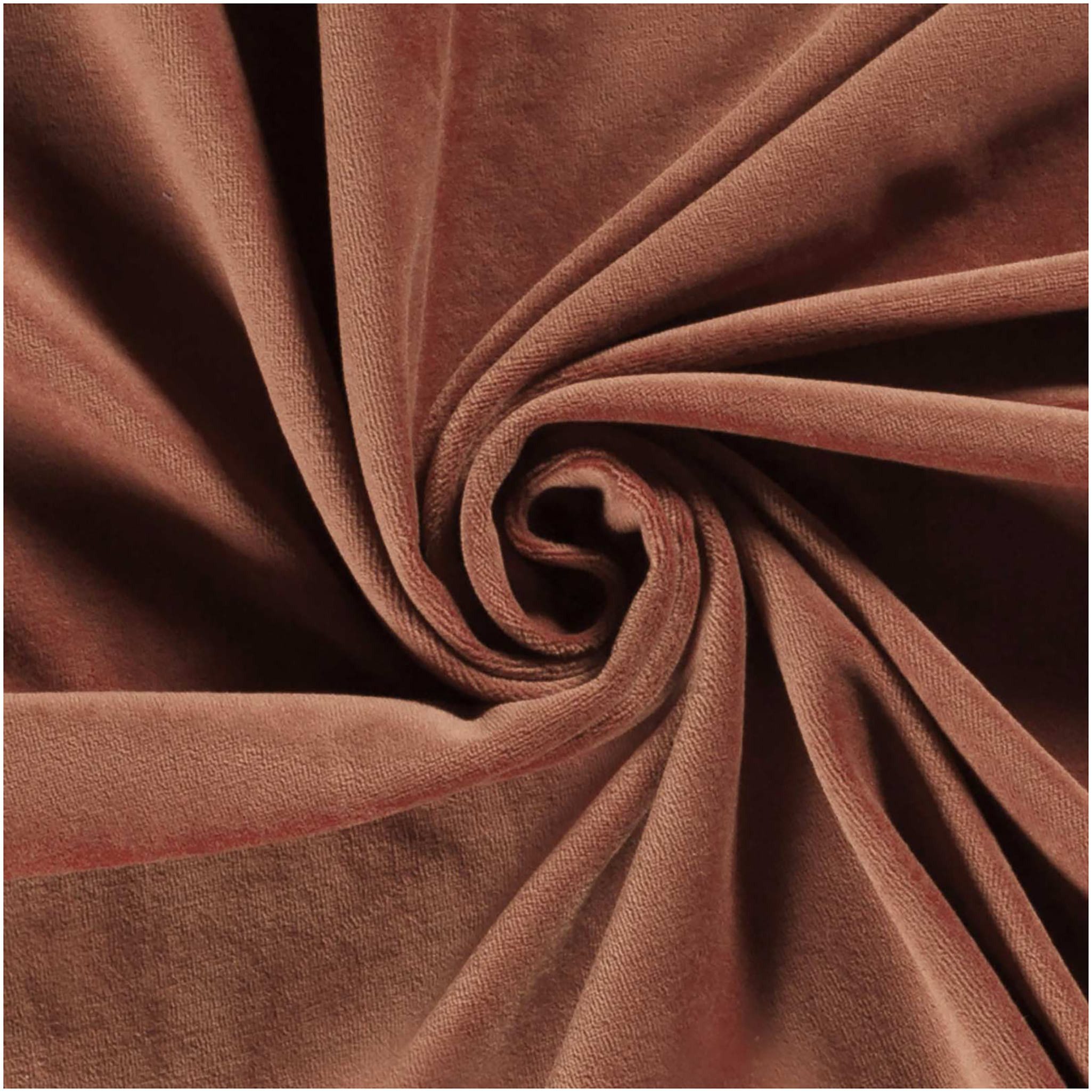 maDDma Stoff Velour Nicky uni ab 50 x 150cm Jersey Velourstoff Baumwolle, 214 - rehbraun