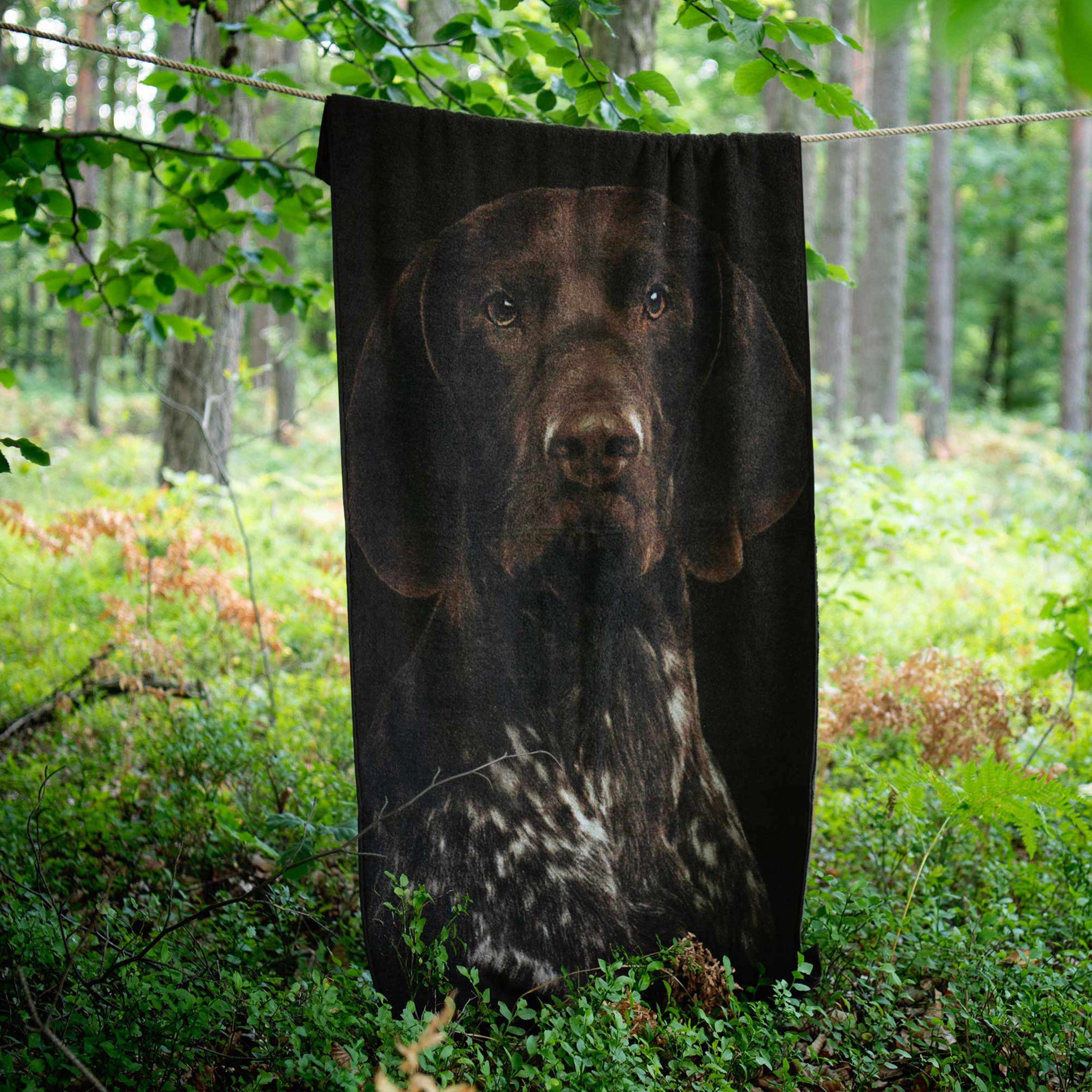 Zwoltex Handtücher Jagdhund Motiv Handtuch 600 g/m² Baumwollfrottee Männer, (50x100 cm 60° waschbar OEKO-TEX 100% GOTS Baumwolle), Detailgetreue Tierdarstellung im Handtuchgewebe