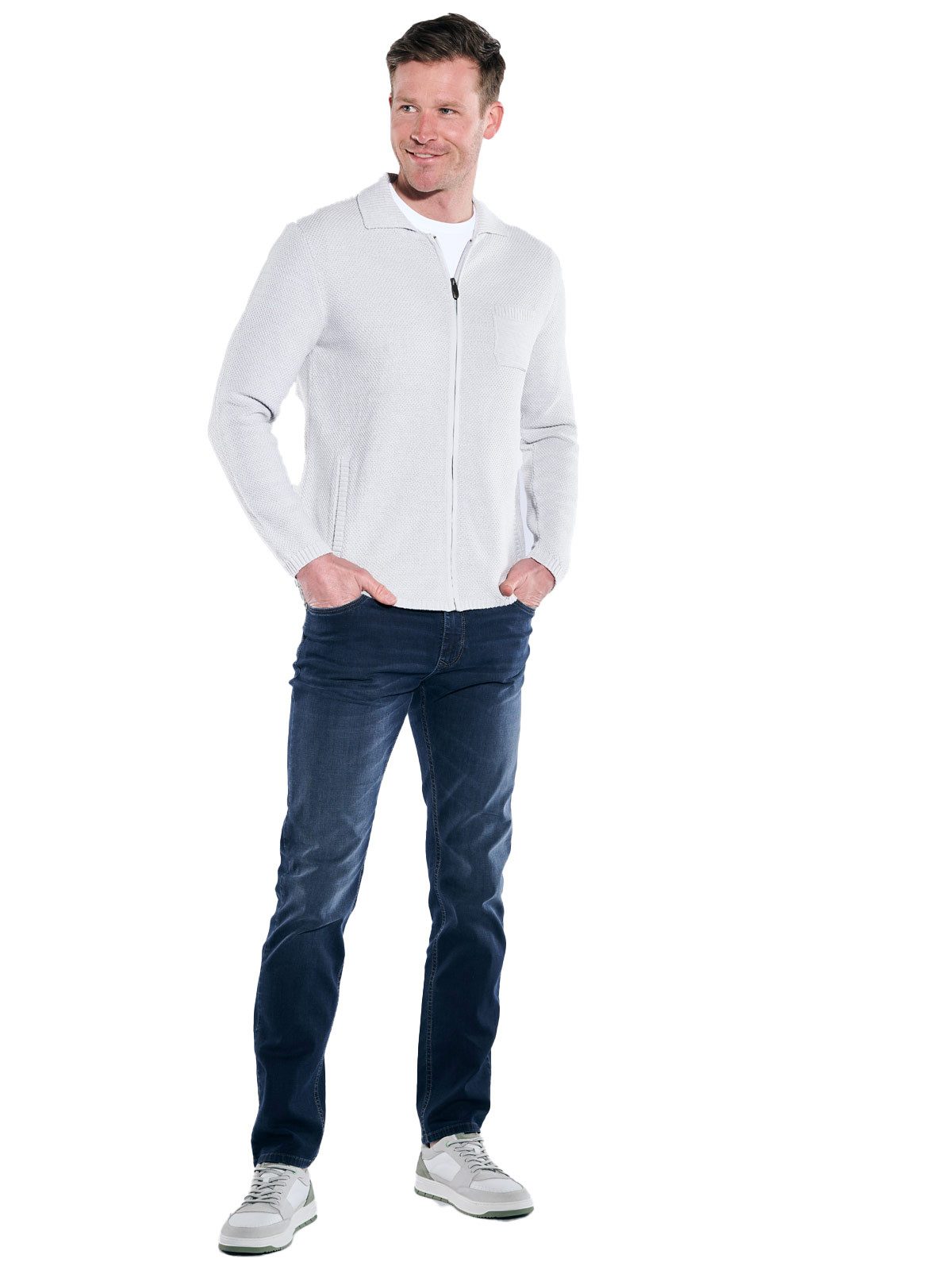 Engbers Cardigan Herren Cardigan regular, Silbergrau